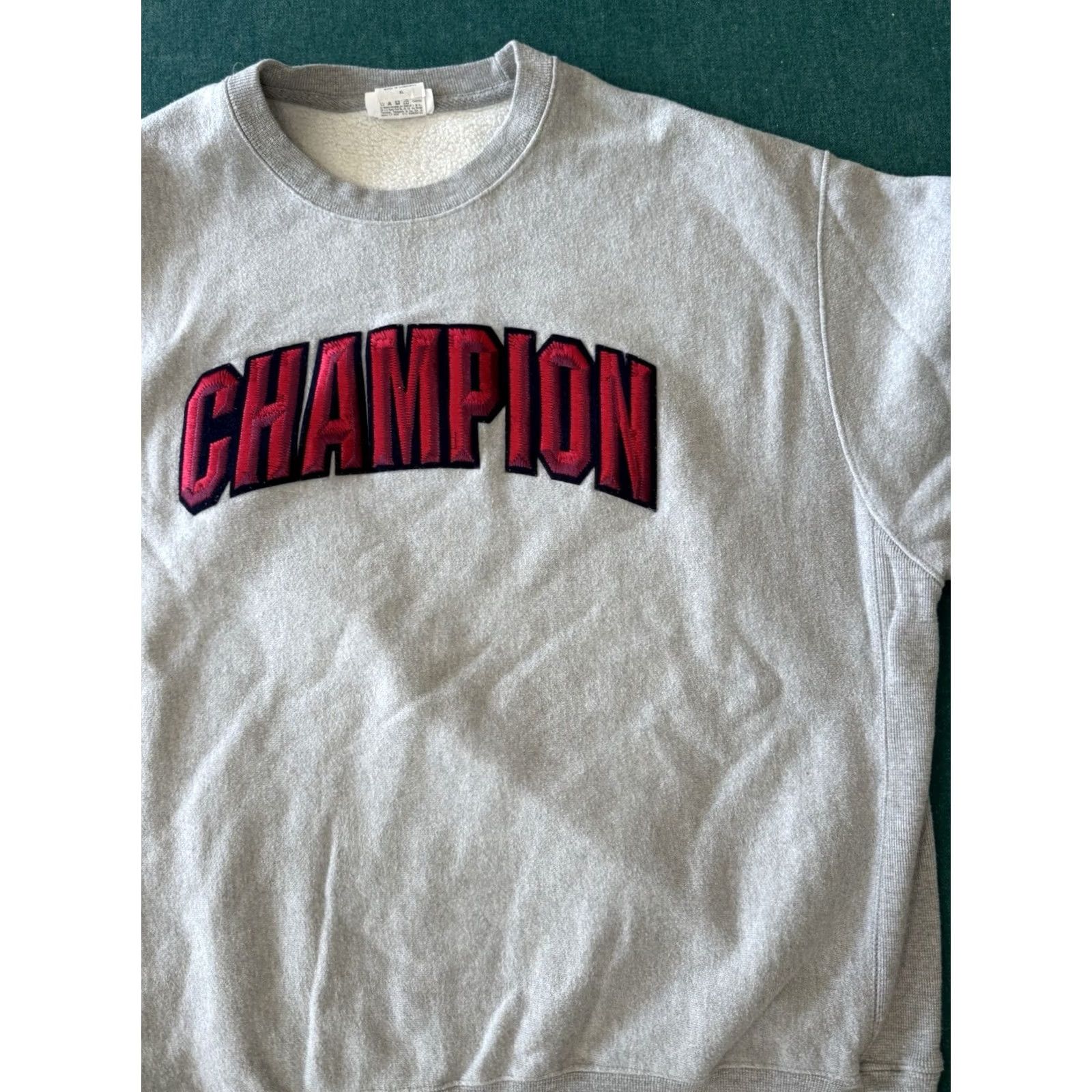 Champion Champion Reverse Weave Spellout Crewneck Sweatshirt Gray Red Stitch Block Letters XL Mens Size US XL / EU 56 / 4 - 2 Thumbnail