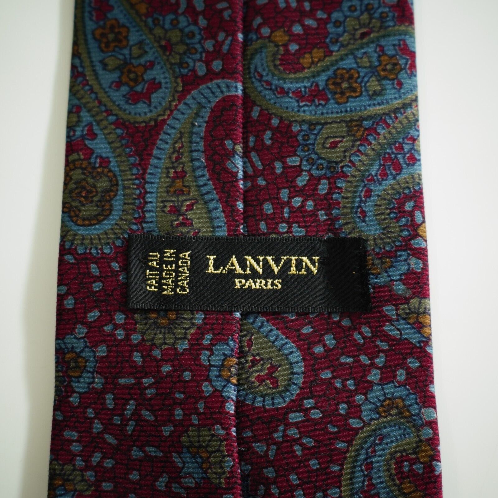 Lanvin Lanvin Paris Red Green Blue Paisley Print Silk Tie Size ONE SIZE - 3 Thumbnail