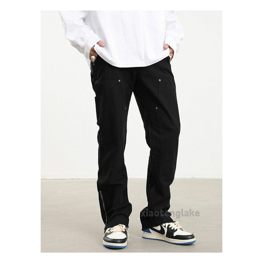 zipper utility skate hiphop flared carpenter pants