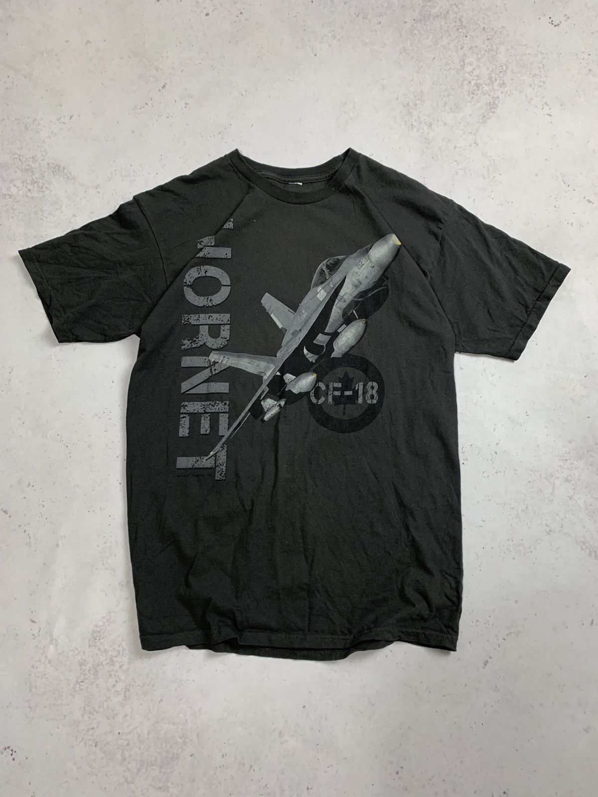 Vintage Hornet CF-18 USA MA-1 Plane Boxy T-shirt L Y2K