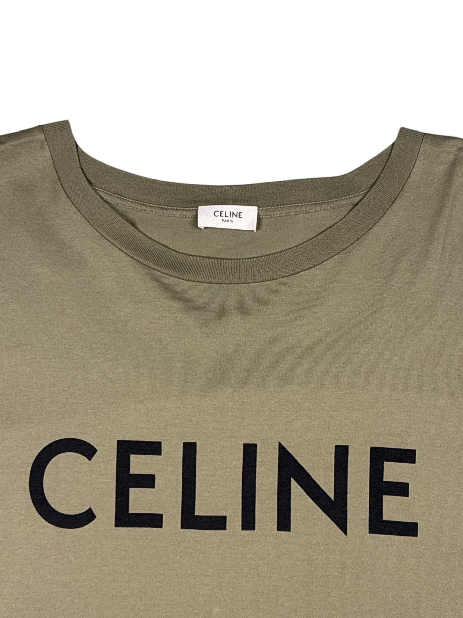 Celine Celine Hedi Slimane Logo Khaki T Shirt Size US XL / EU 56 / 4 - 2 Thumbnail