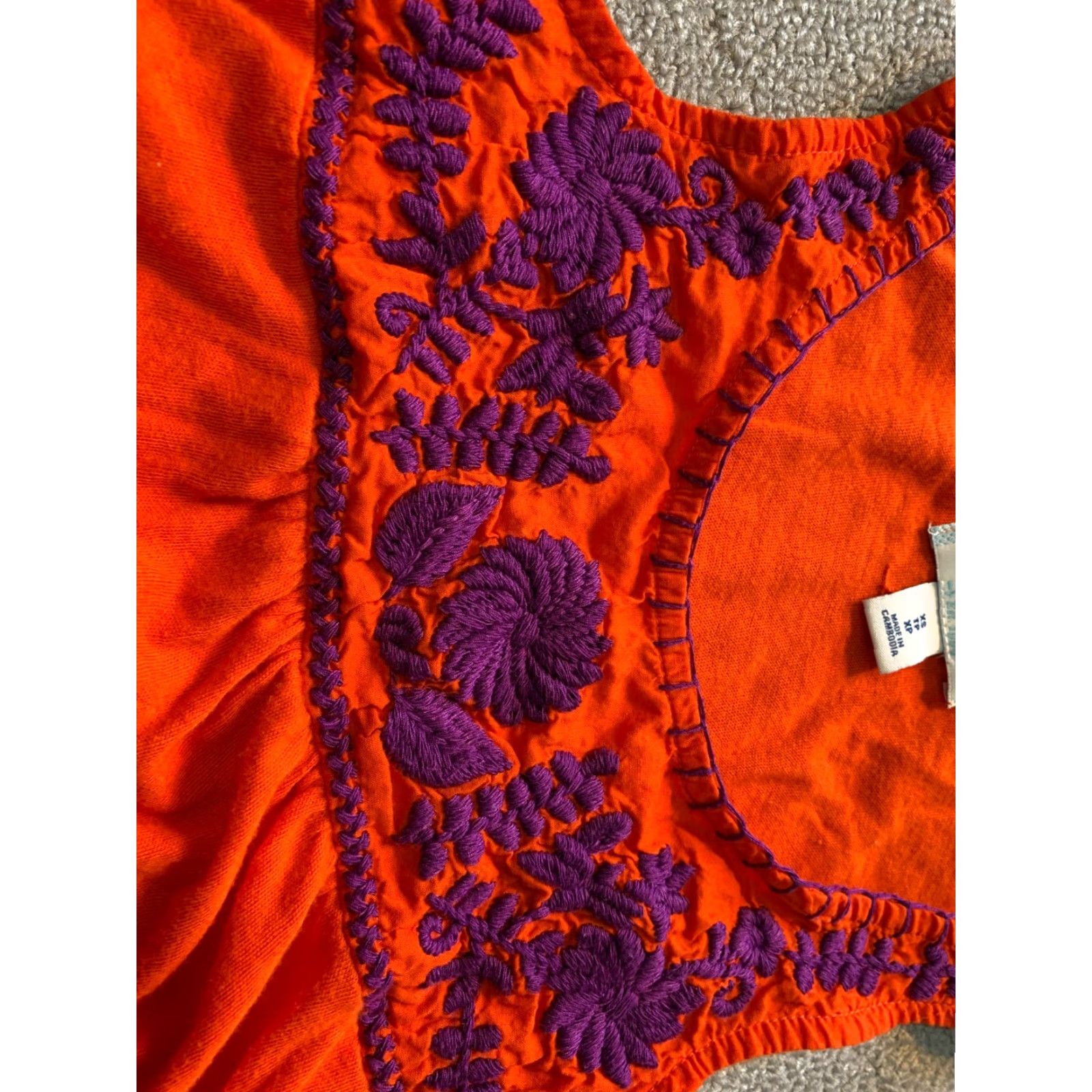 Old Navy Old Navy Blouse Women's XS Sleeveless Tank Top Floral Stitch Orange Casual Size XS / US 0-2 / IT 36-38 - 2 Thumbnail