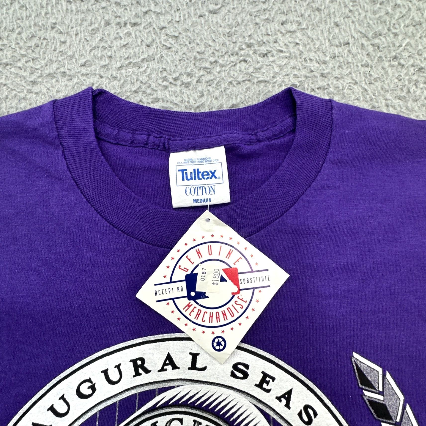 Tultex VINTAGE Rockies Shirt Mens Medium Purple 90s Tultex NWT Inaugural Season 1993 Cotton Short Sleeve Rocky der? Size US M / EU 48-50 / 2 - 6 Thumbnail