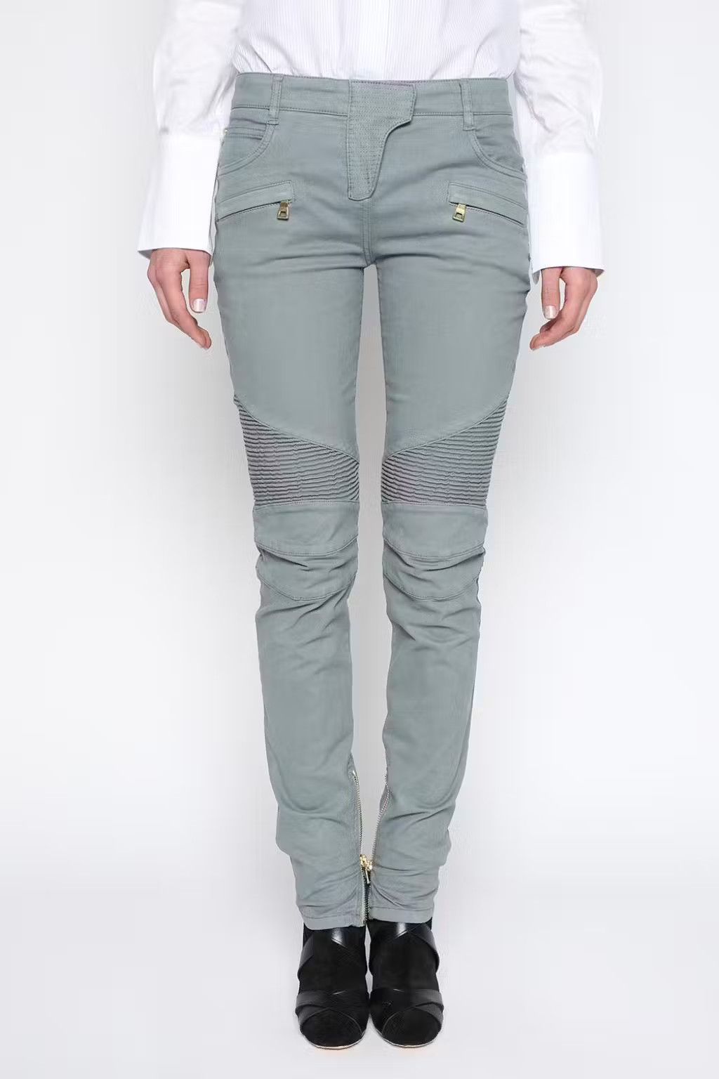 Balmain AW13 grey biker denim jeans Grailed