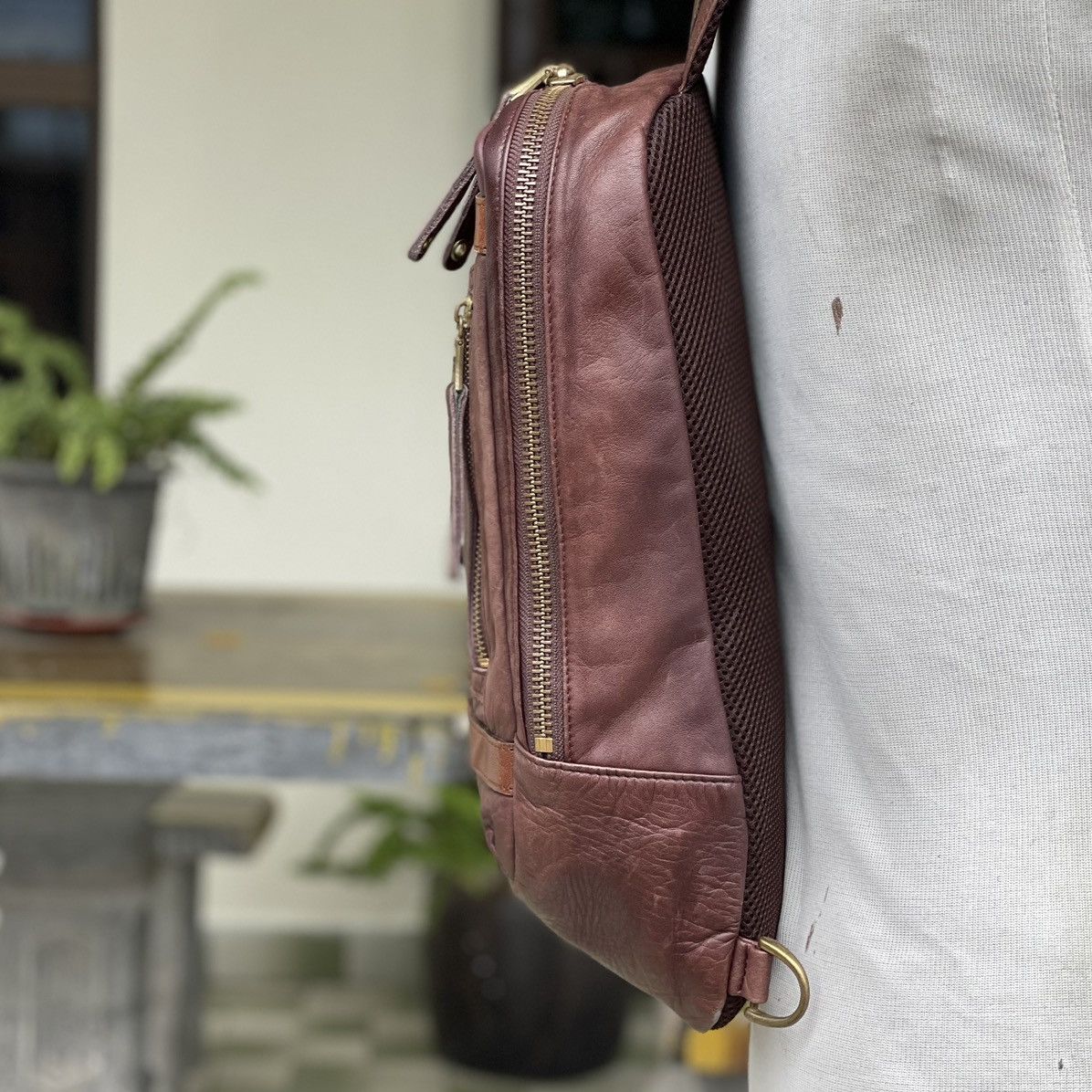 Japanese Brand × Leather × MasterPiece Masterpiece 🇯🇵 Full Leather Brown Crossbody Size ONE SIZE - 3 Thumbnail