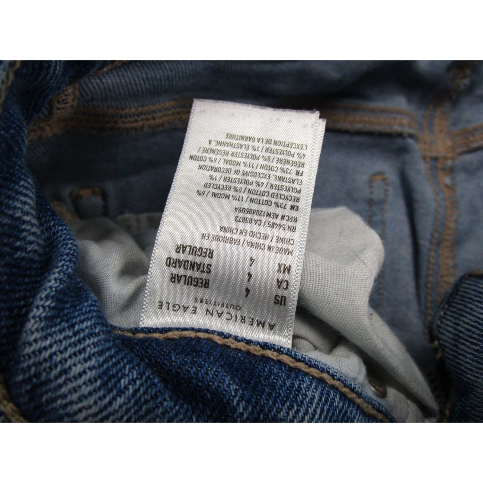 American Eagle Outfitters American Eagle Outfitters Denim Jeans Straight 4 BLUE Stretch Distressed 5-Pocket 90s Womens Regular Vintage: No Size 27" / US 4 / IT 40 - 5 Thumbnail