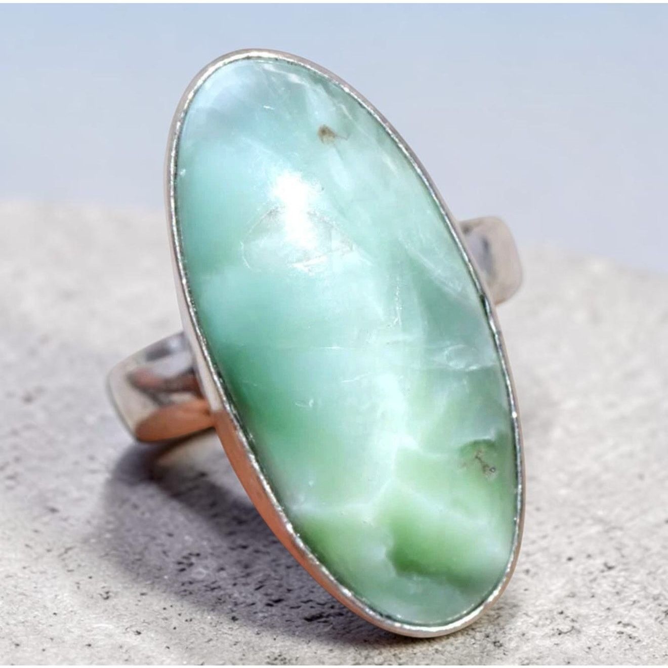 The Unbranded Brand Hemimorphite + Larimar 925 Silver Plated Ring Size 8 Size ONE SIZE - 2 Thumbnail