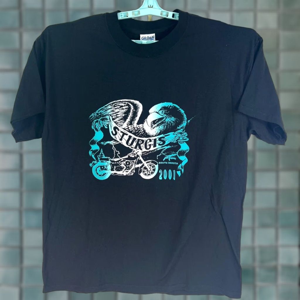 Gildan VINTAGE Sturgis Motorcycle Rally 2001 Graphic T Shirt Mens XL Black Gildan Tag shirt Size US XL / EU 56 / 4 - 1 Thumbnail