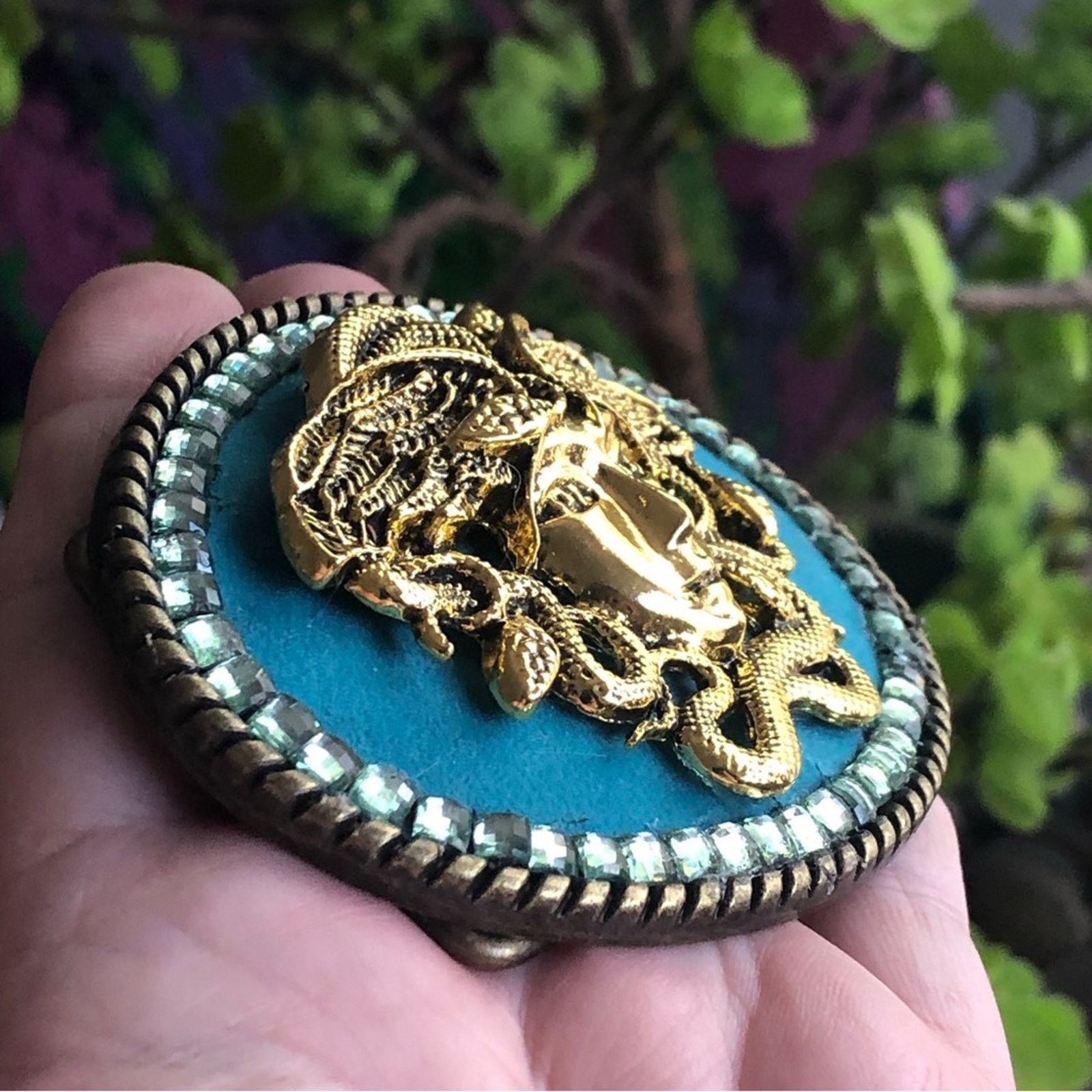 Handmade Handcrafted Medusa repurpose brass belt buckle Size ONE SIZE - 6 Thumbnail