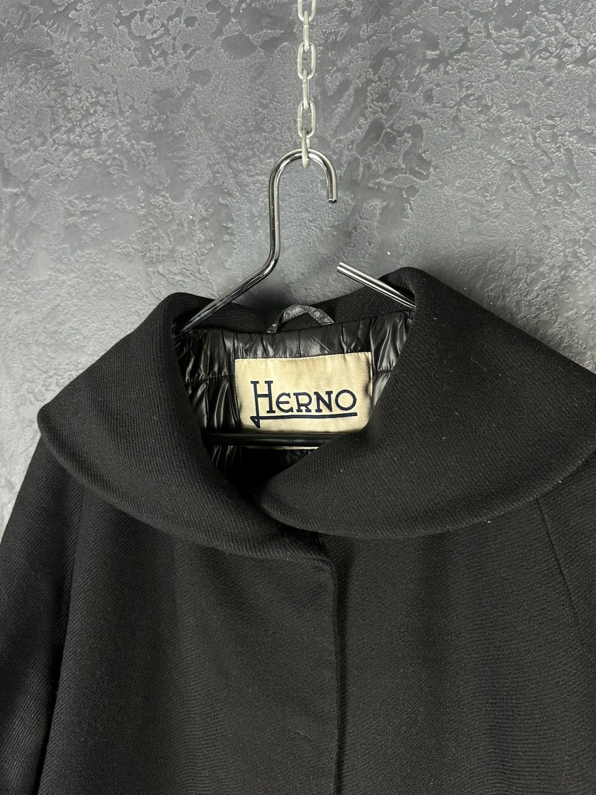 Herno × Vintage HERNO Vintage Women’s Black Short Sleeve Overcoat Designer Size L / US 10 / IT 46 - 4 Thumbnail