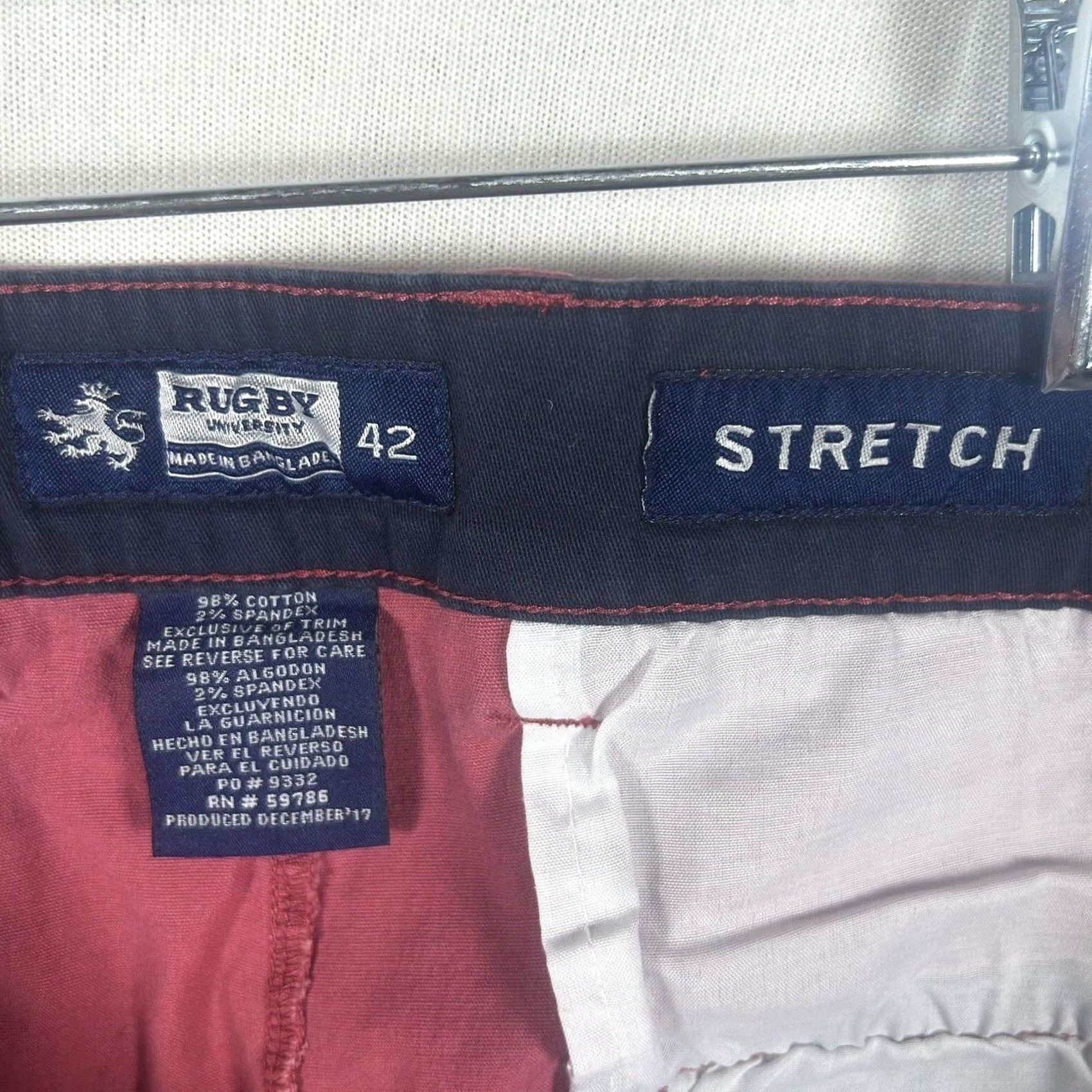 Vintage Rugby Men’s Chino Red Shorts Bermuda 42 Stretch Pockets Casual University Front Flat Front Cotton Spandex Bermuda Chino Shorts Mens 42 Red Size US 42 / EU 58 - 2 Thumbnail