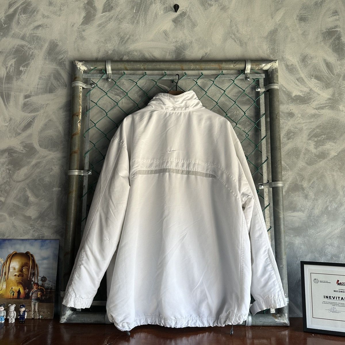 Nike × Vintage VTG Y2K Nike White Full Zip Jacket Fleece Lined Coat Swoosh Size US XXL / EU 58 / 5 - 14 Thumbnail