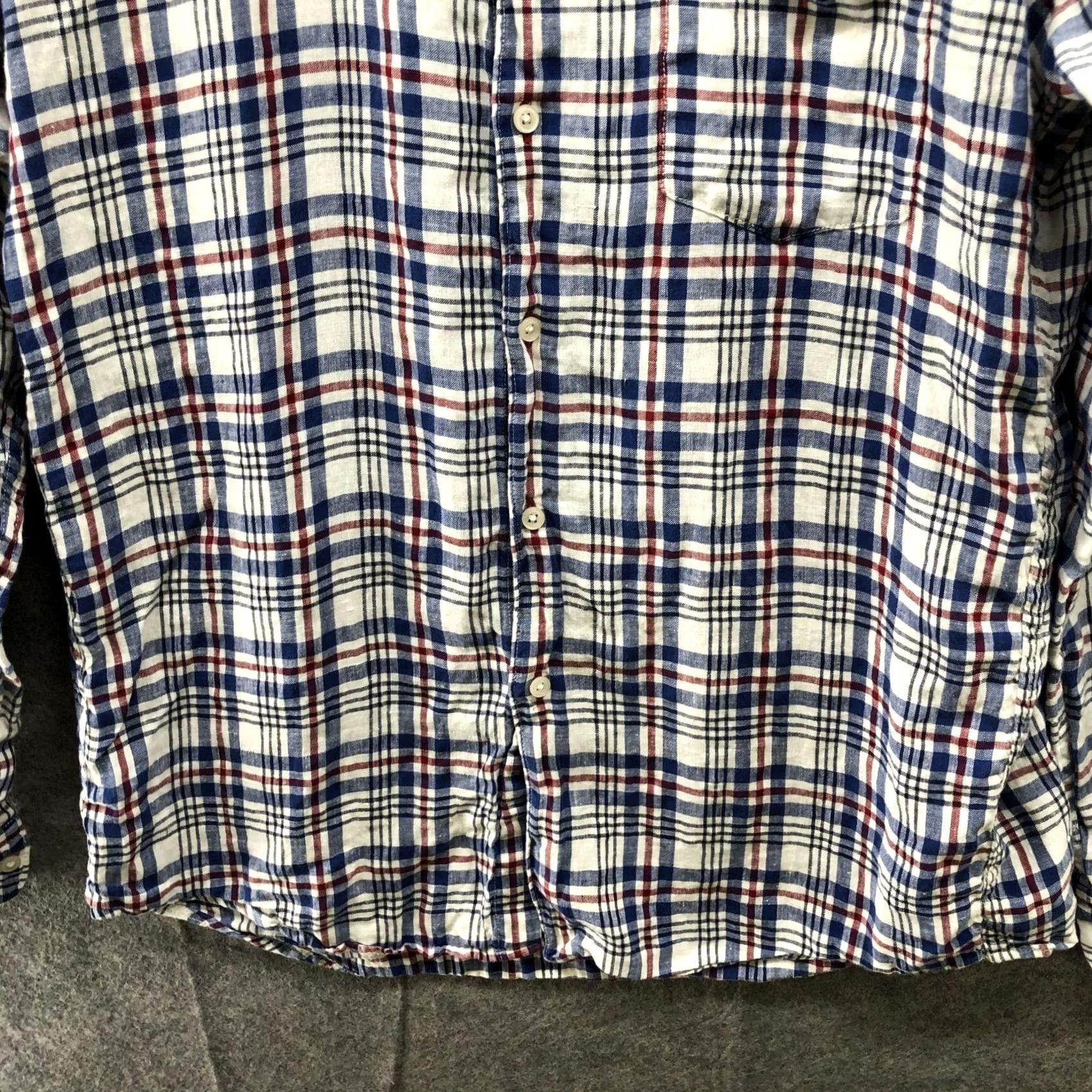 Uniqlo Uniqlo Linen Shirt Mens L Long Sleeve Button-Up Blue White Red Plaid Size US L / EU 52-54 / 3 - 4 Thumbnail
