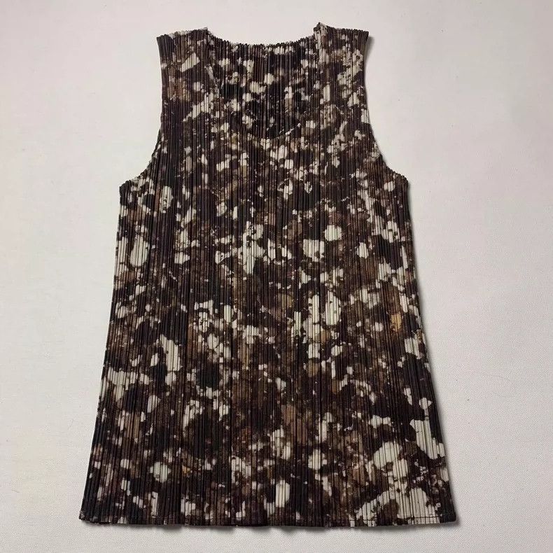 Issey Miyake Issey Miyake size:3 Marble vintage pleated sleeveless top Size S / US 4 / IT 40 - 1 Thumbnail