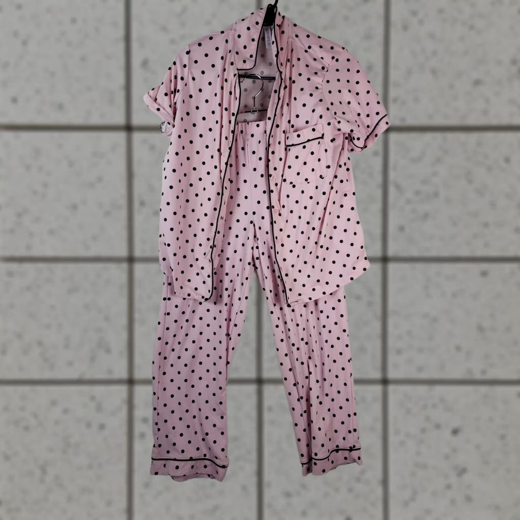 Vintage Joyspun Pajama Set Womens Small Pink Knit Polyester Button Closure Lightweight Machine Washable Seasonal Spring Fall Winter Size ONE SIZE - 1 Thumbnail