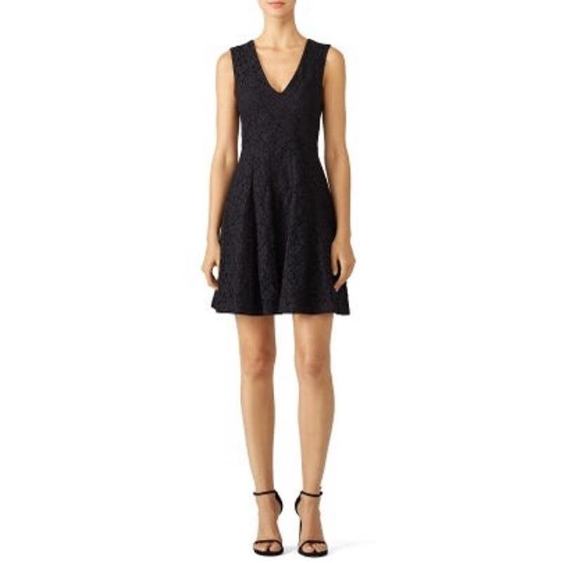 image of 10 Crosby Derek Lam | Black Lace A-Line Mini Dress | 4, Women's (Size Small)