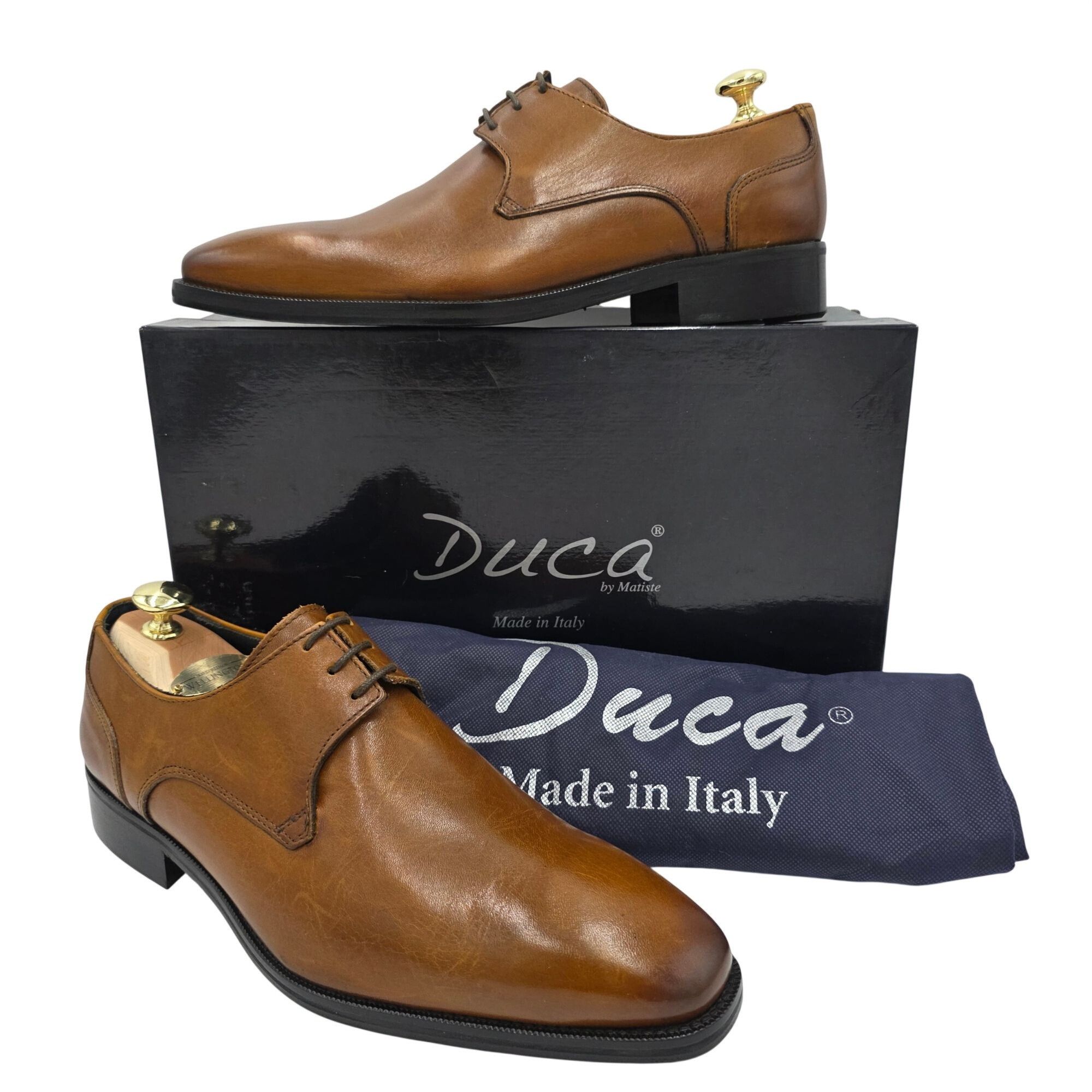Other NEW Duca Italy Mens size 9 Burnished Brown Leather Plain-toe Size US 9 / EU 42 - 14 Thumbnail