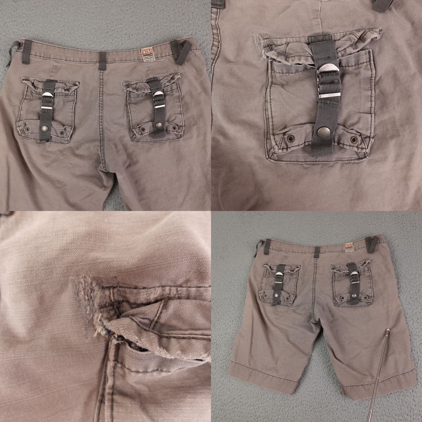Lucky Brand Luck Brand Shorts Mens 30 Gray Canvas Buckle Grunge Y2K Bermuda Front Flat Front Size US 30 / EU 46 - 8 Thumbnail