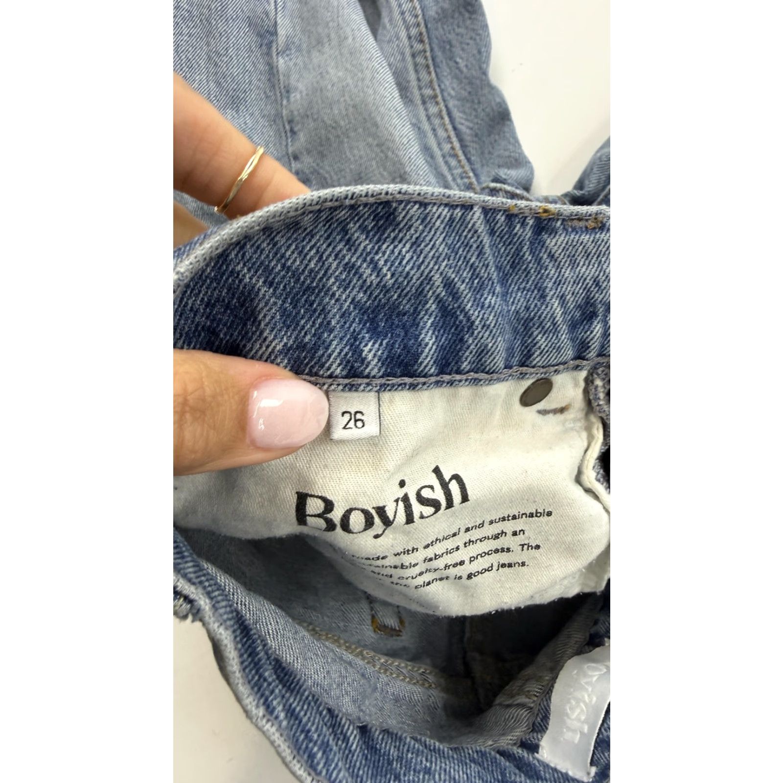 Boyish VINTAGE Boyish Jeans Womens 26 Blue Tommy High Rise Straight Distressed Button Fly Womens Jeans Straight 26 Distressed Pockets Denim Size 26" / US 2 / IT 38 - 7 Thumbnail