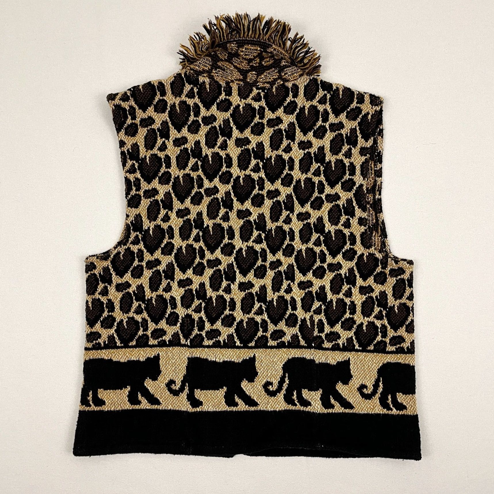 Vintage Womens Leopard Print Sweater Vest Open Front Tapestry Safari Size Large Cropped Vest Leopard Print Brown Women’s L Casual Workwear Size L / US 10 / IT 46 - 7 Thumbnail