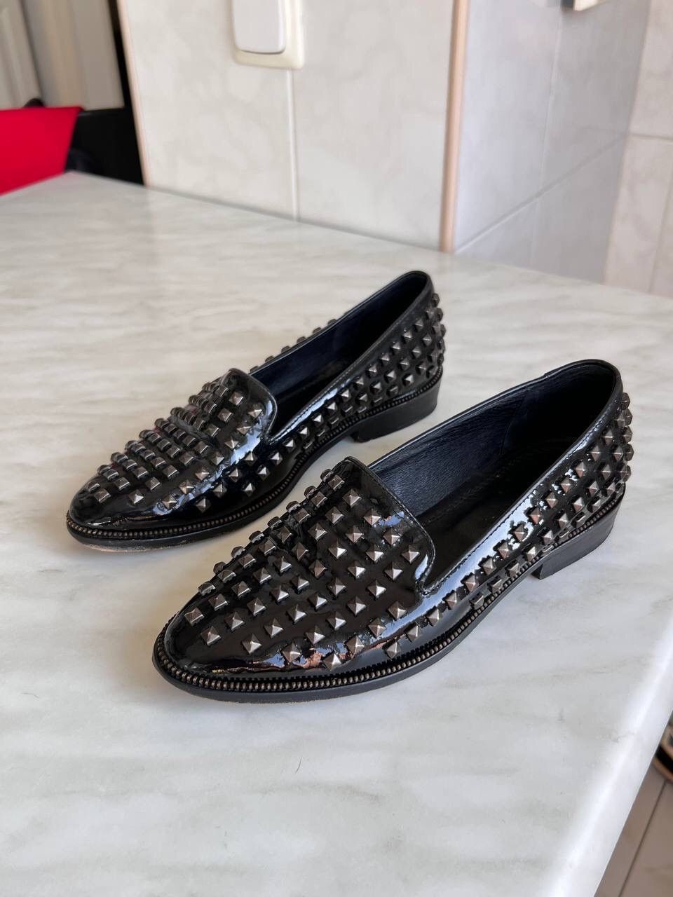 Leather × The Kooples The Kooples Black Leather Loafer Studded Shoes Avant-Garde Size US 7 / IT 37 - 8 Thumbnail
