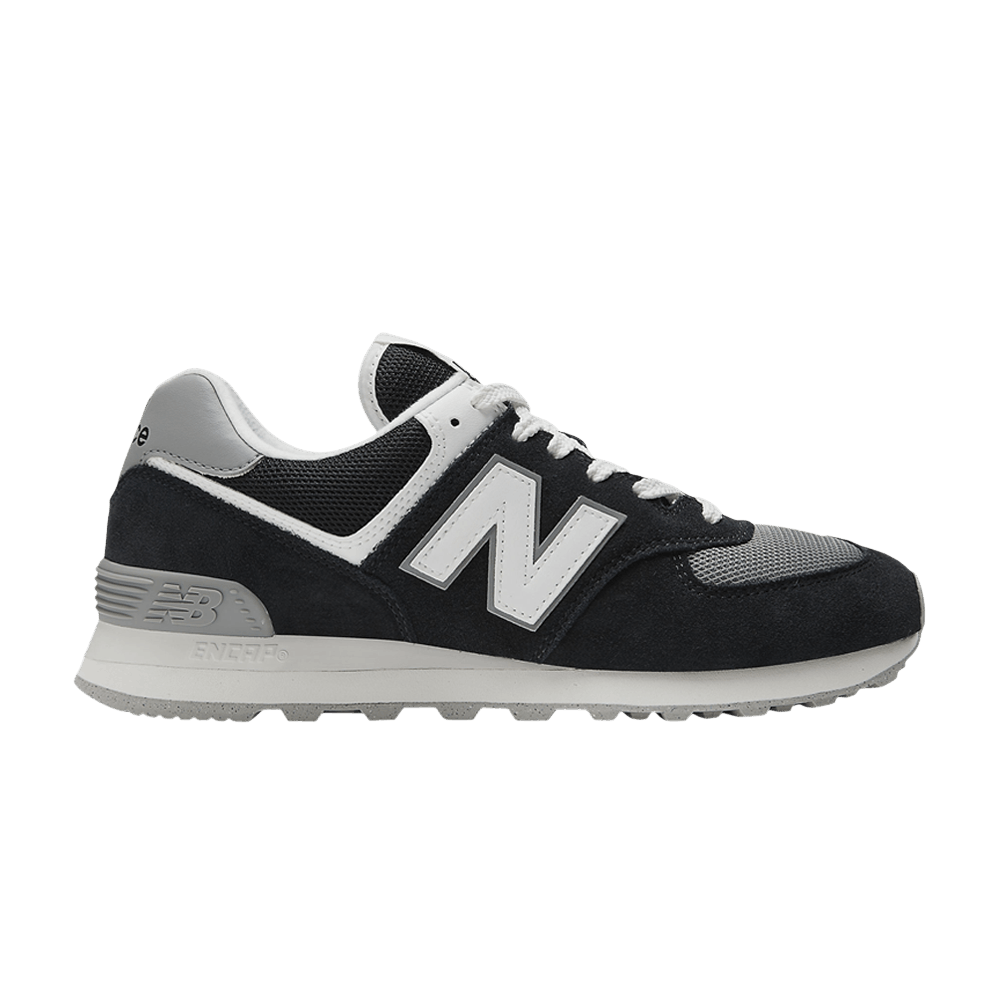 image of New Balance 574 Black White Grey Shoes, Men's (Size 9)