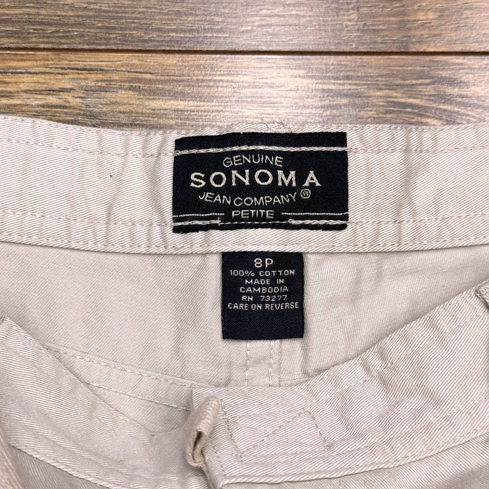 Vintage Sonoma Cargo Short Womens 8P Petite Khaki Brown High Rise Drawstring New Size 30" / US 8 / IT 44 - 3 Thumbnail