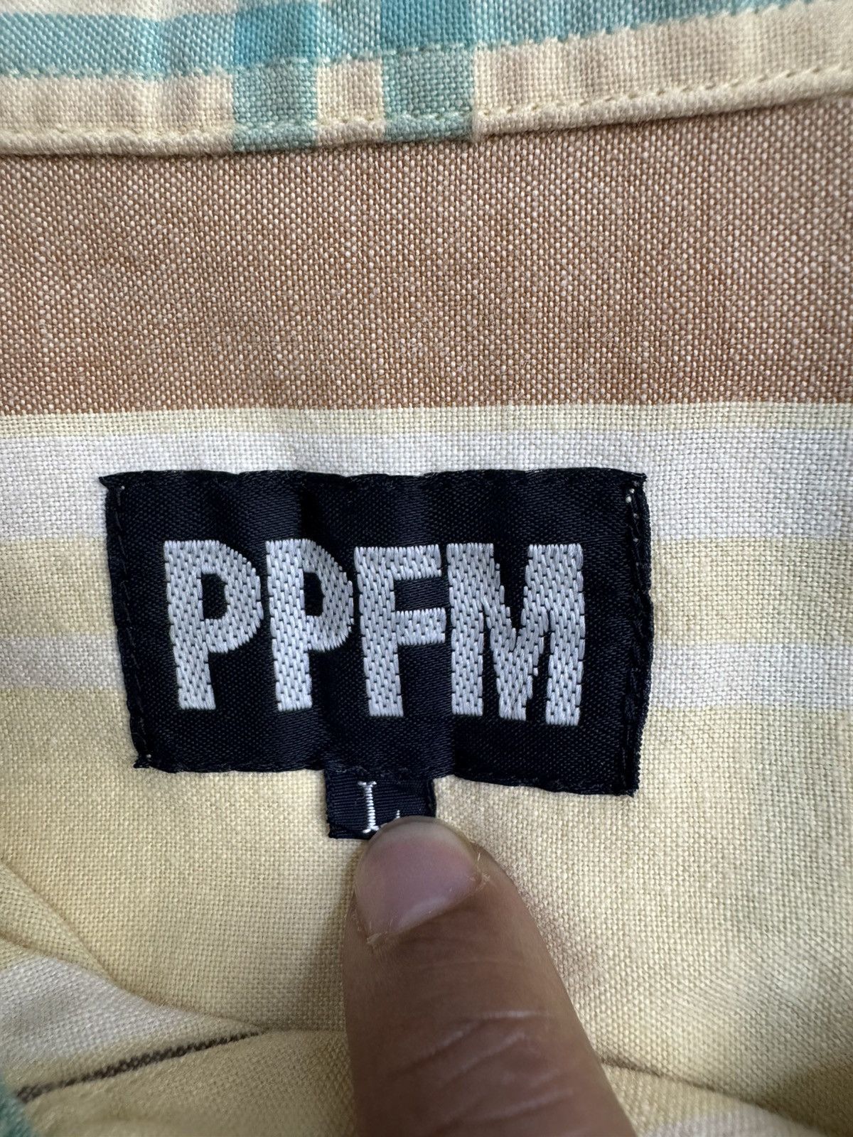 Japanese Brand PPFM check flannel shirt with a white graphic print Size L / US 10 / IT 46 - 8 Thumbnail
