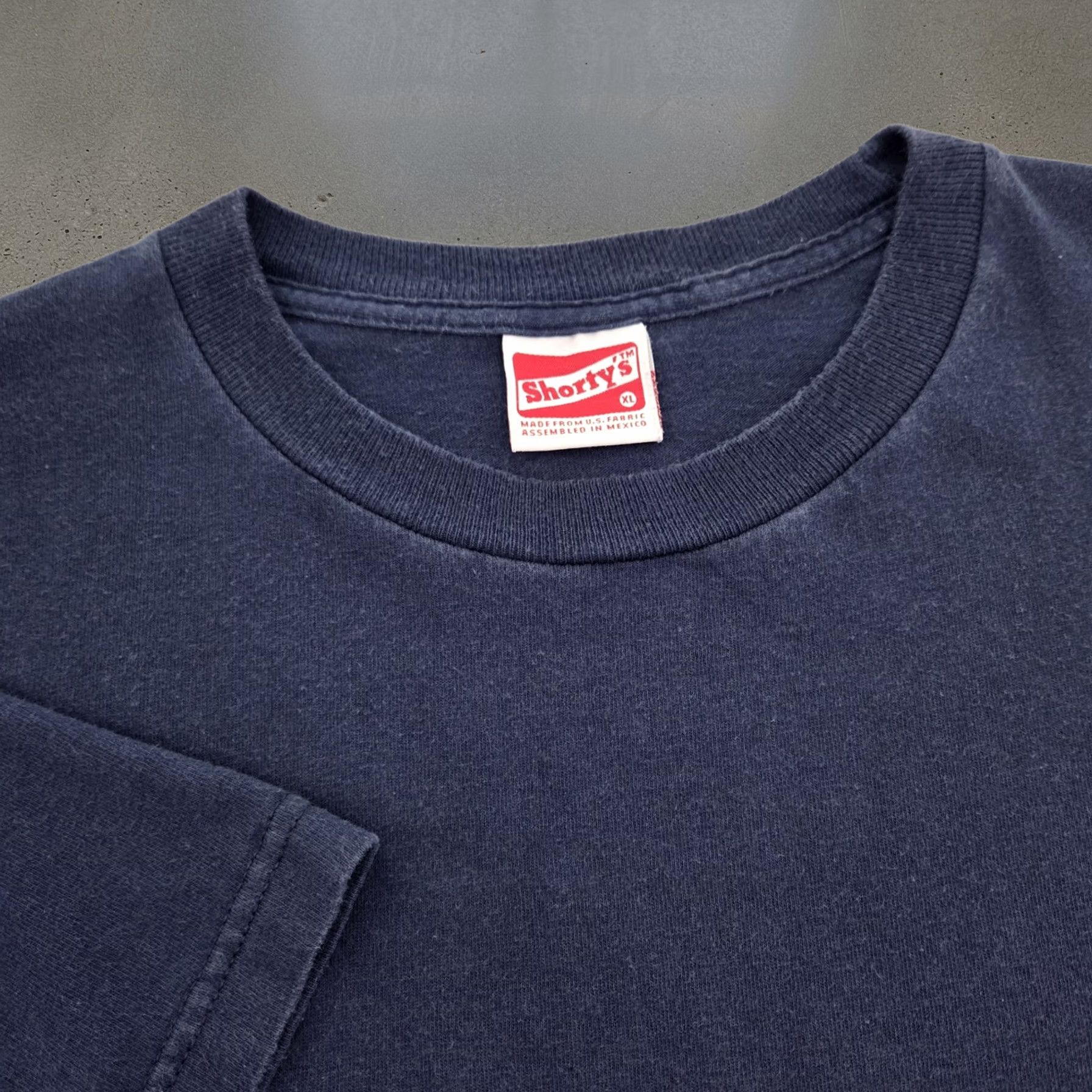 Vintage Shorty’s T-Shirt 1XL Navy Blue 90s Skate Usa Fabric Skater Streetwear Retro Rock College Mens, Men's