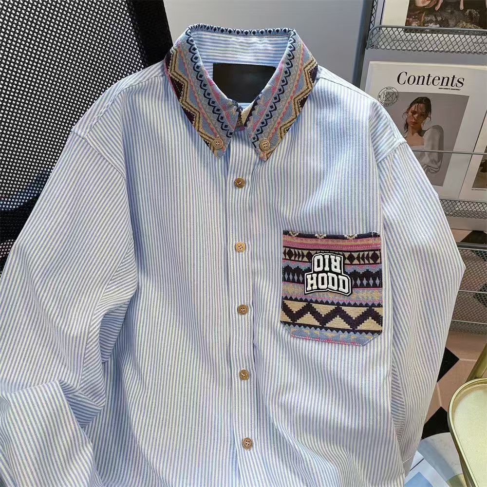 Vintage Vintage Ethnic Patchwork Striped Shirt Size M Size US M / EU 48-50 / 2 - 2 Thumbnail