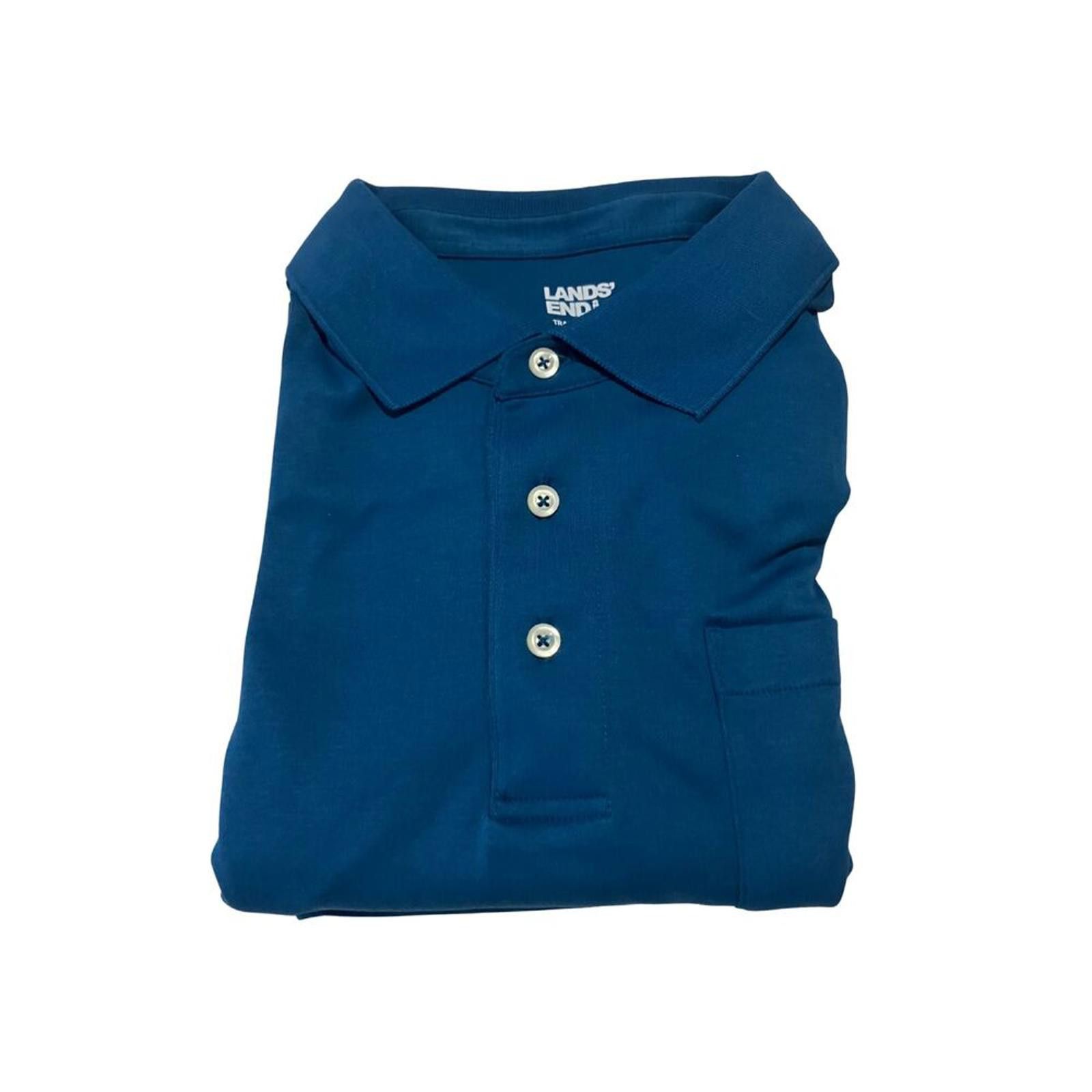 Lands' End Lands’ End Men’s Polo Shirt XL Blue Short Sleeve 100%Cotton Size US XL / EU 56 / 4 - 7 Thumbnail