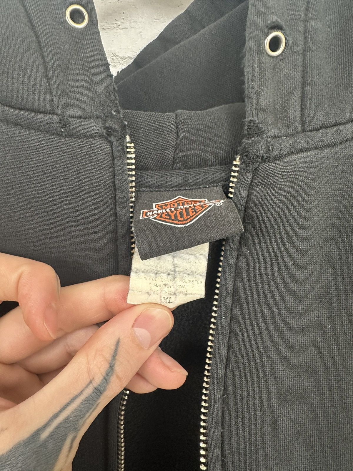 Harley Davidson (XL) THRASHED OUT FLAMES Harley Davidson Zip Up Hoodie Size US XL / EU 56 / 4 - 13 Thumbnail
