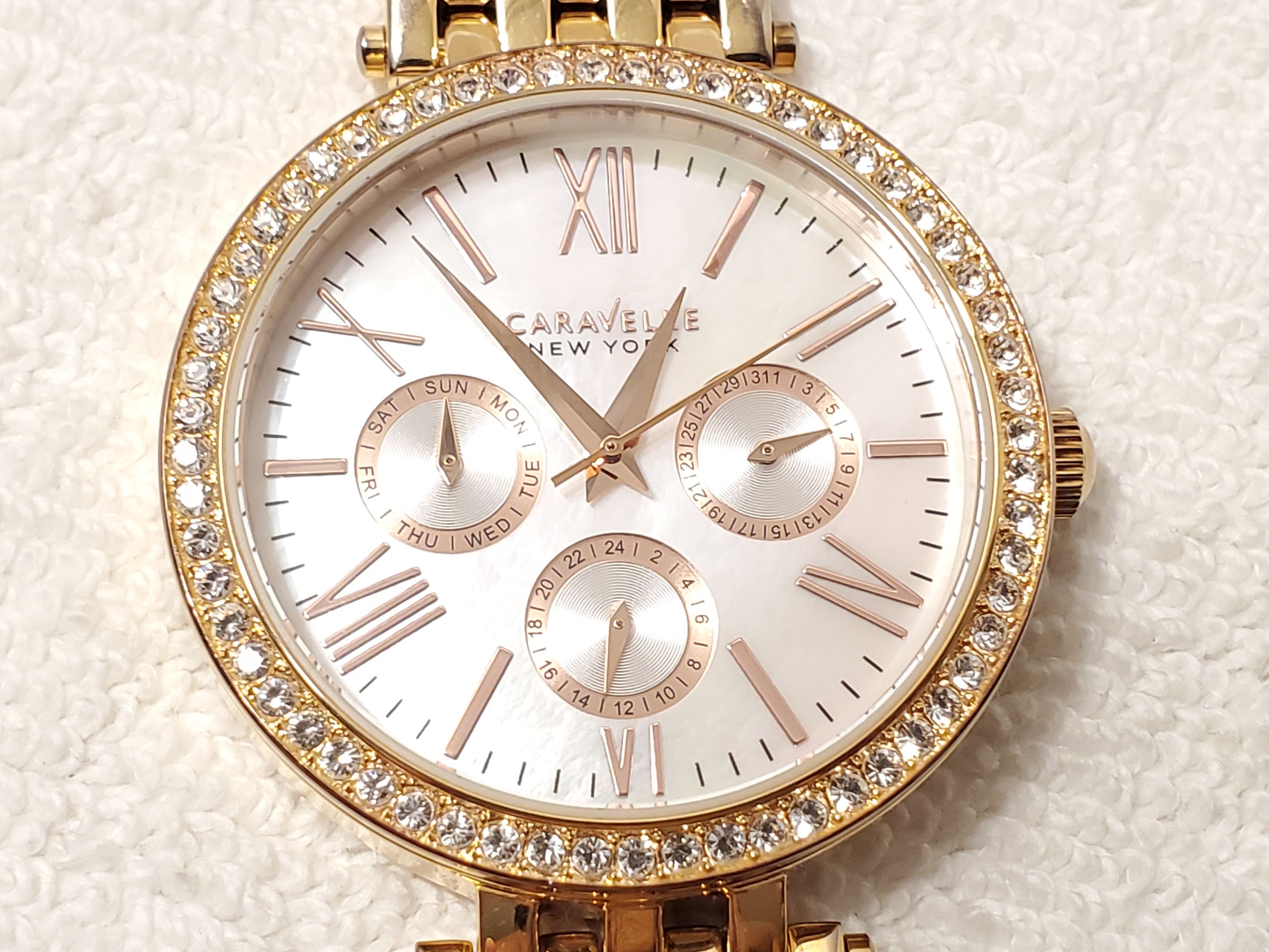 Caravelle by Bulova Caravelle New York Watch Crystals Bezel Mother Pearl Dial SS Size ONE SIZE - 11 Thumbnail