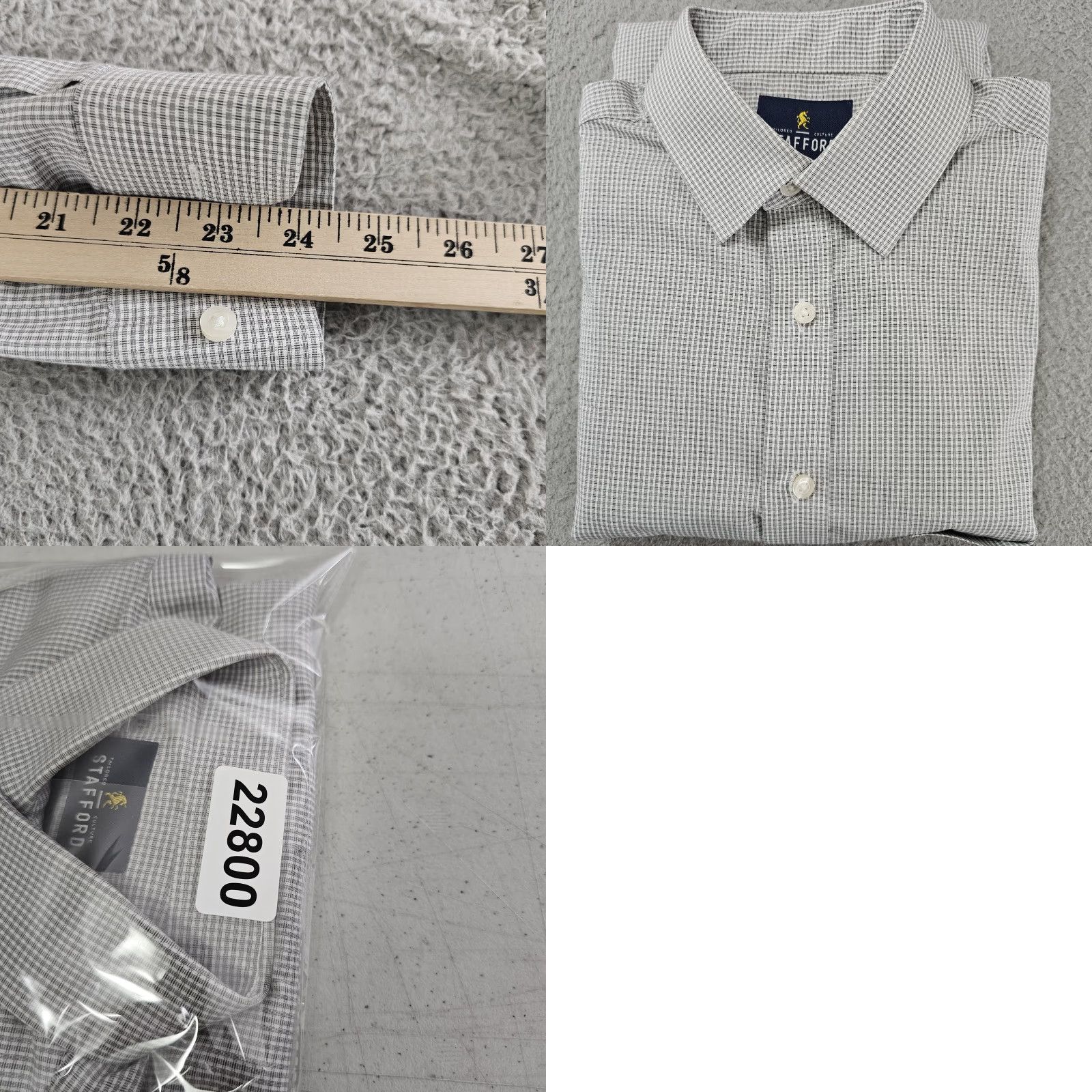 Stafford Stafford Shirt Mens Small Gray Check Button Down Long Sleeve Regular Size US S / EU 44-46 / 1 - 8 Thumbnail