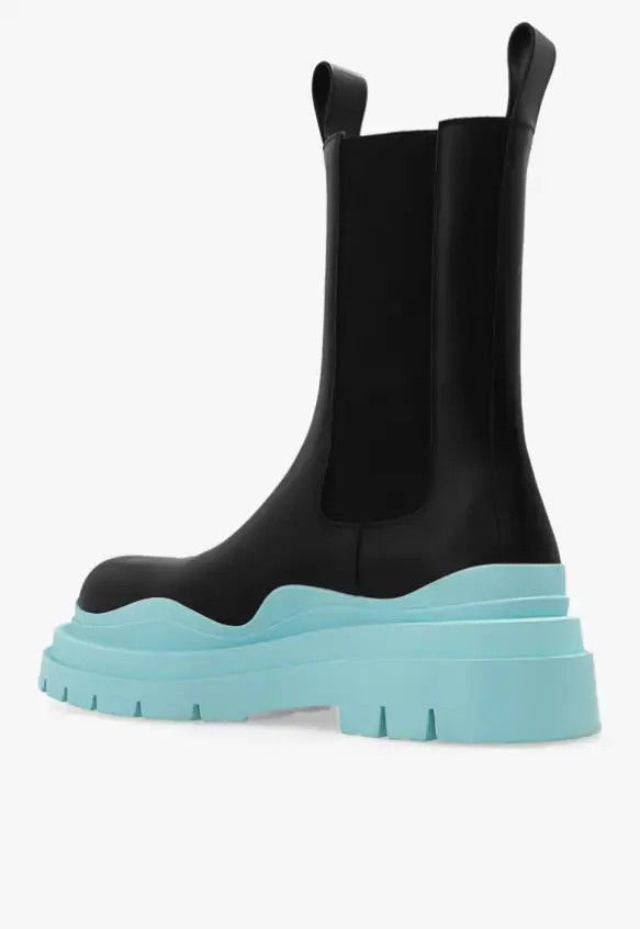 Bottega Veneta o1bcso1str0225 Tire Boots in Black/Pale Blue Size US 5.5 / EU 38 - 4 Thumbnail