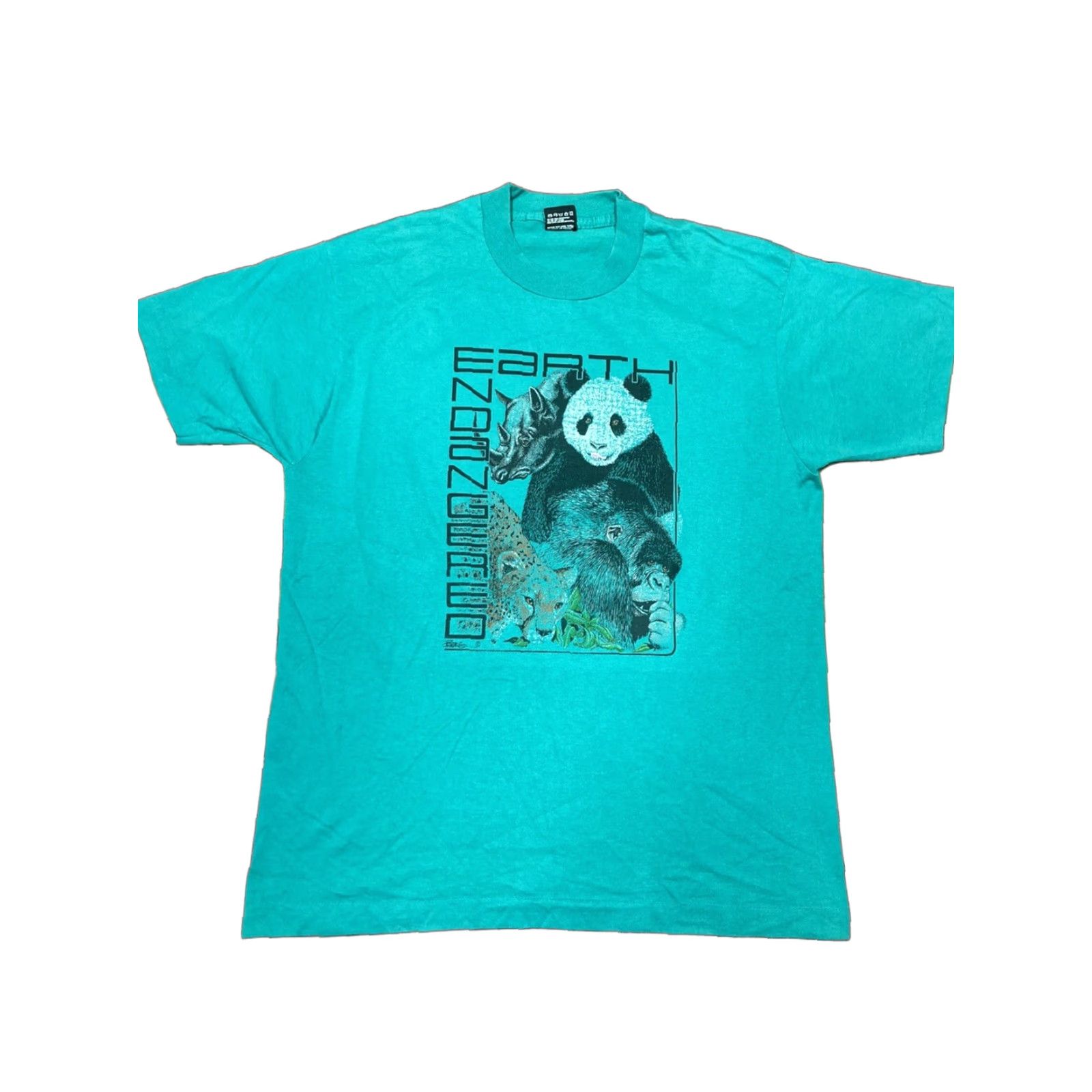 Vintage VINTAGE T-SHIRT Nature Endangered Earth Panda Rhino Animal Blue L Large Mens Stitch Size US L / EU 52-54 / 3 - 1 Thumbnail