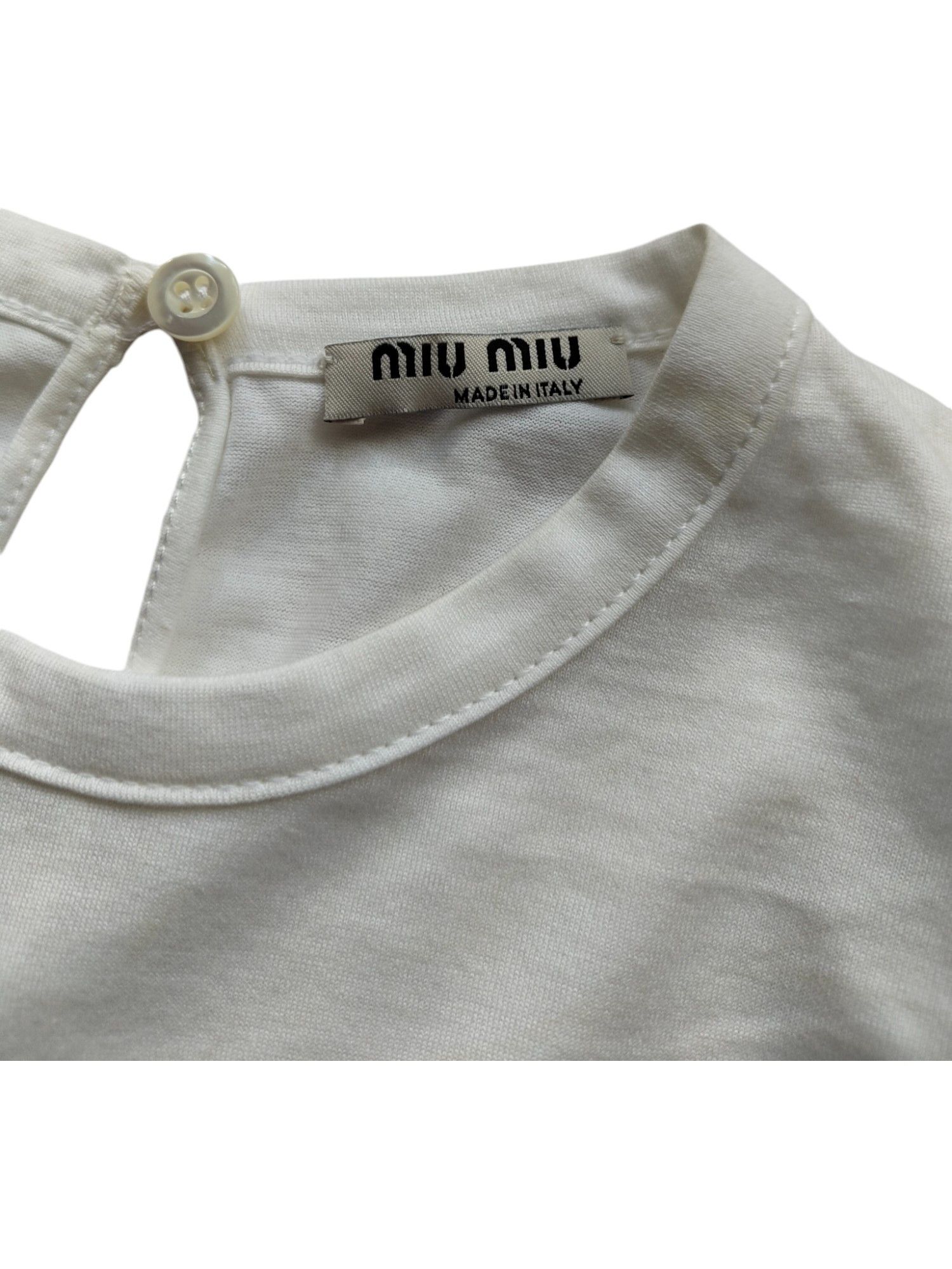 Miu Miu White T-Shirt With Red Puffed Sleeves Size XS / US 0-2 / IT 36-38 - 6 Thumbnail