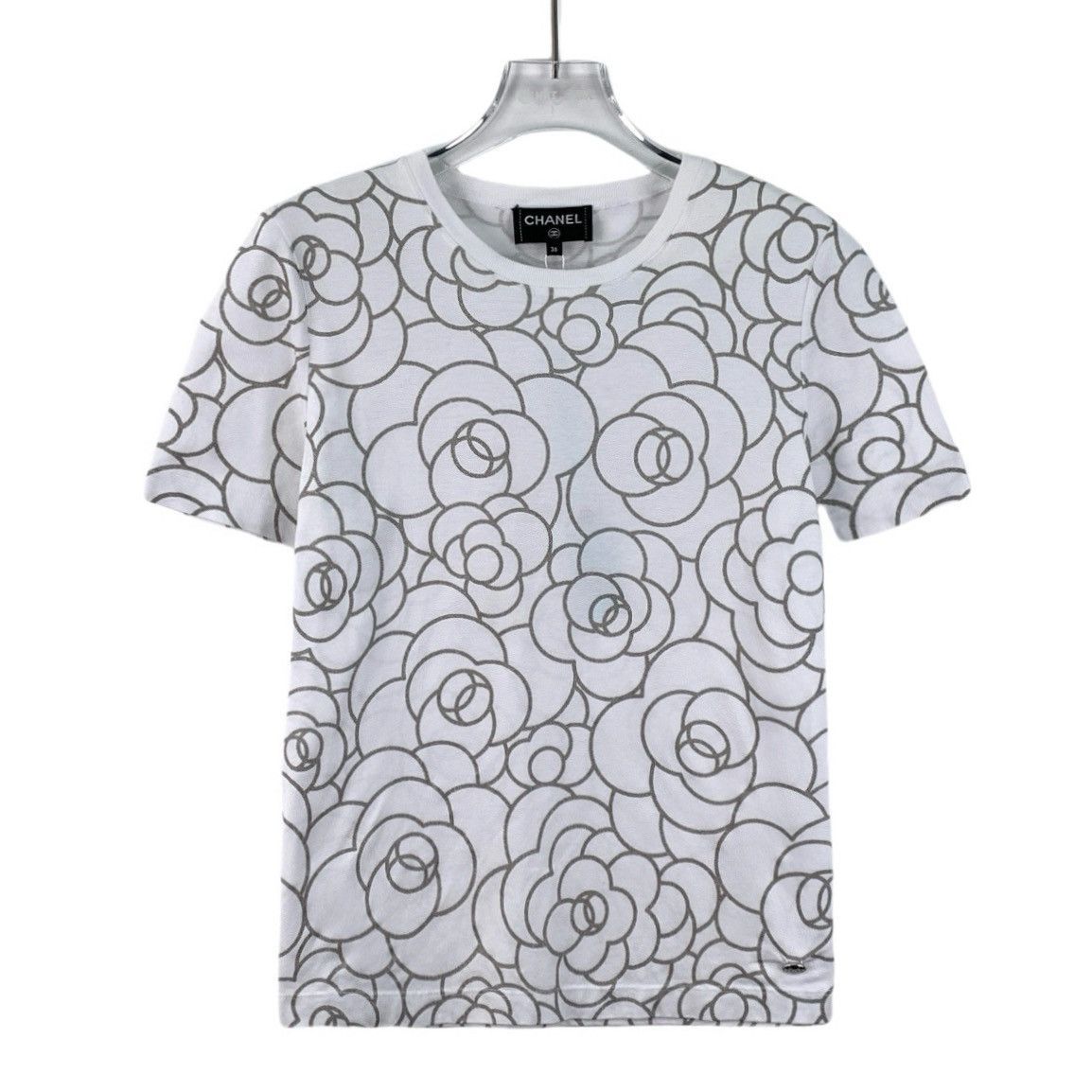 Chanel Chanel White Camellia All Over Print Cotton T-Shirt Size XS / US 0-2 / IT 36-38 - 1 Thumbnail