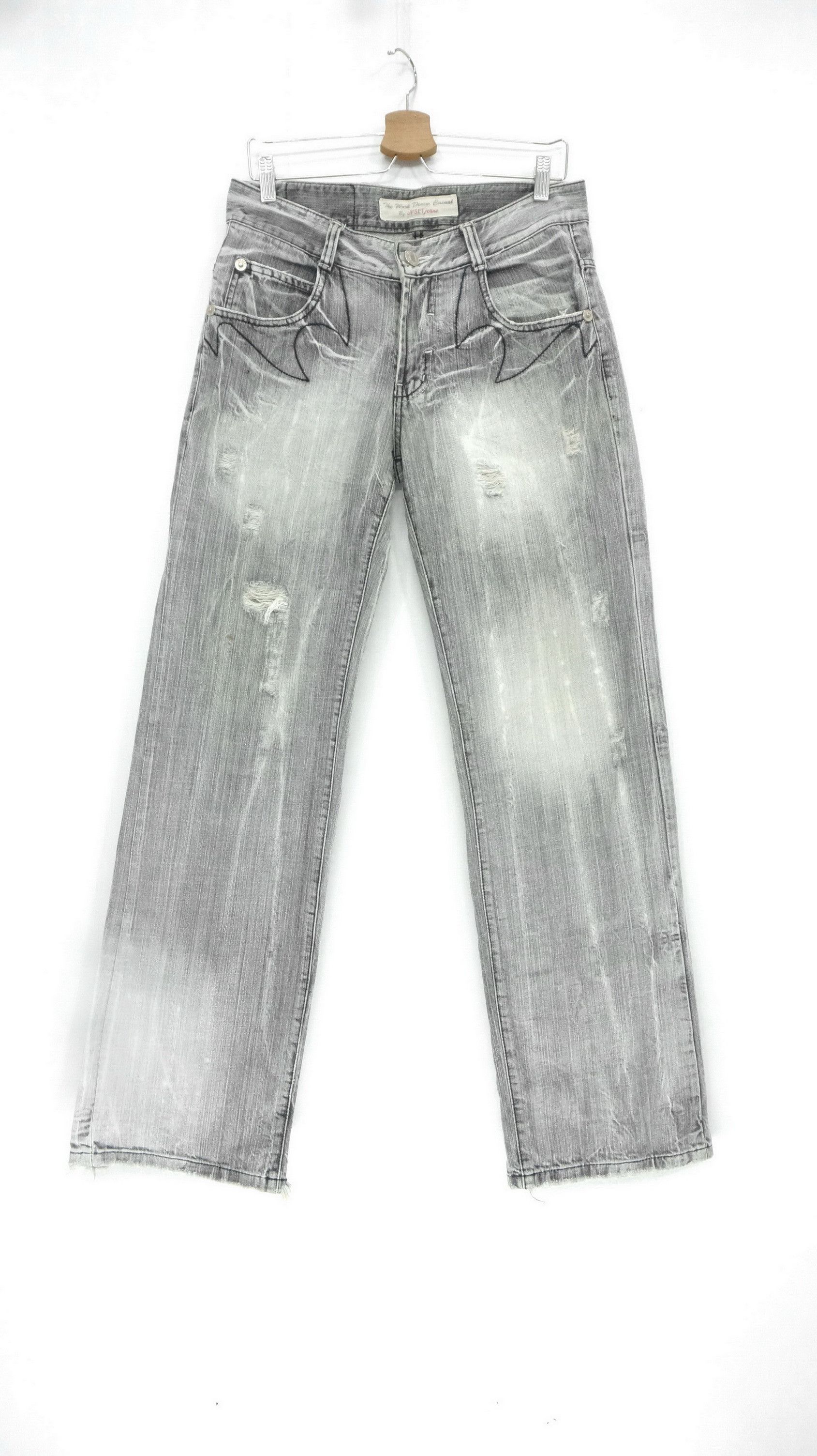 Japanese Brand UPSET Jeans Vintage Distressed Denim Size US 30 / EU 46 - 2 Thumbnail