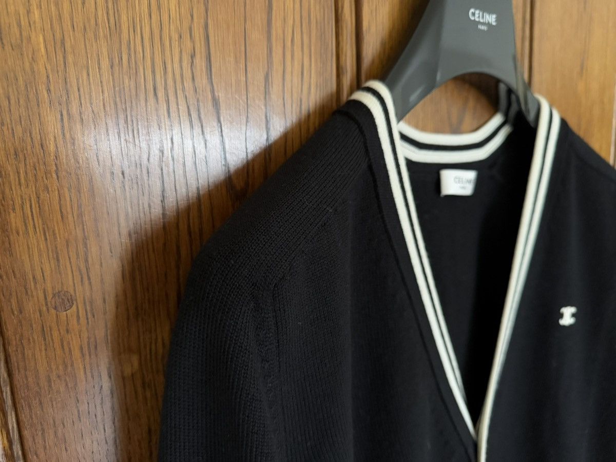 Rare Celine Triomphe logo cardigan black white M Hedi