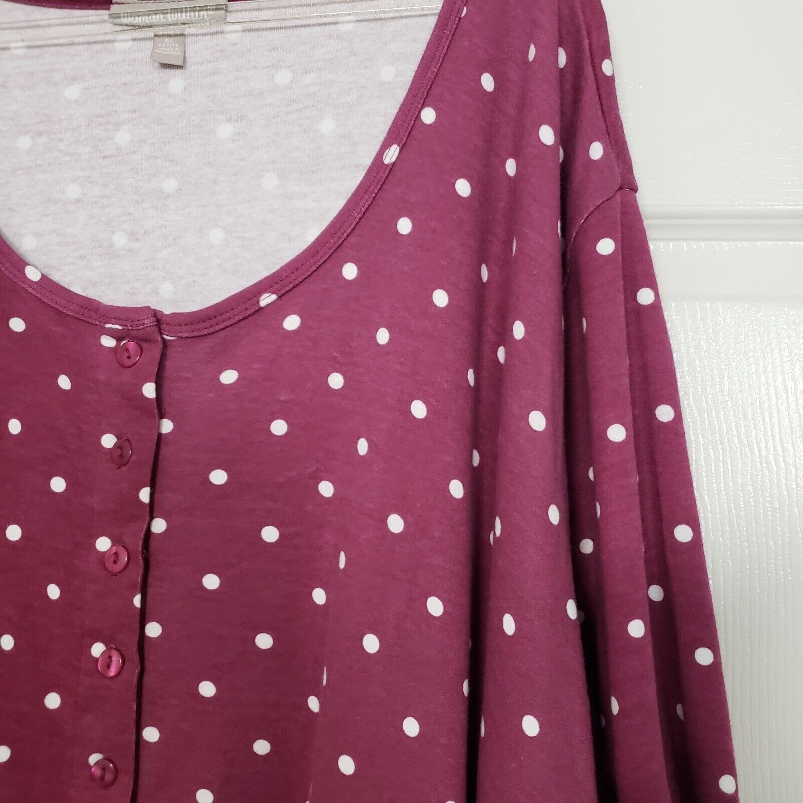 Designer Woman Within Polka Dot Maxi Shirt Dress Womens Size Petite 6 Size M / US 6-8 / IT 42-44 - 3 Thumbnail