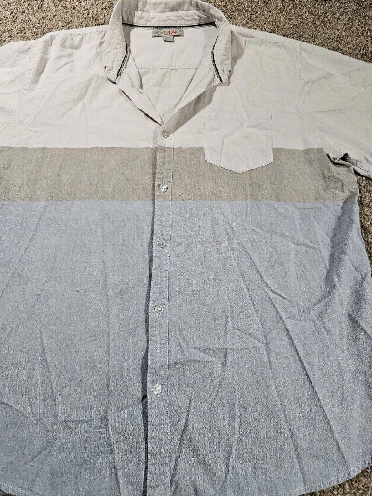 Designer SilverLake XXL Blue White Gray Colorblock Button Down Shirt Size US XXL / EU 58 / 5 - 2 Thumbnail