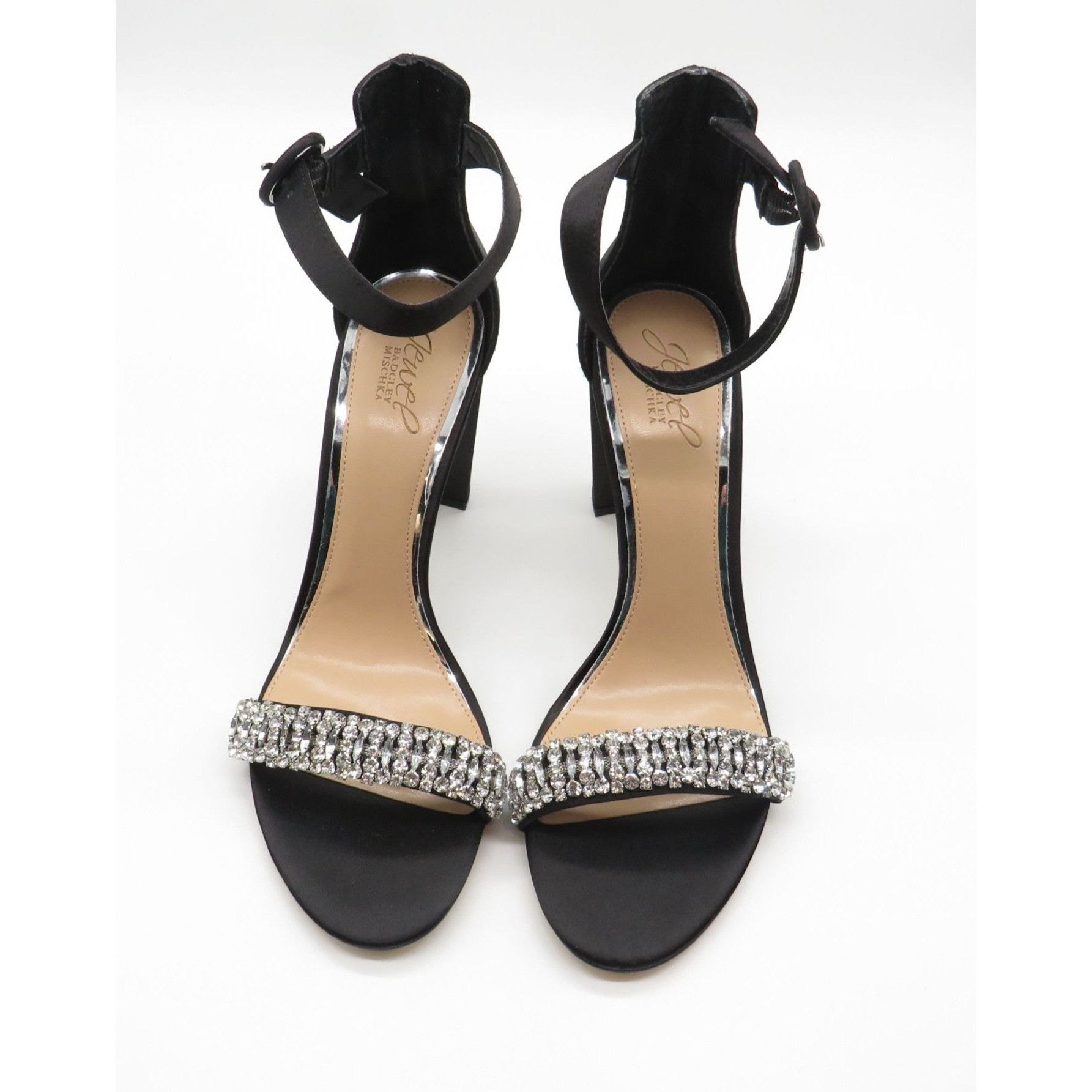 Other Jewel By Badgley Mischka Women's Black Sandals Rhinestone Ac Size US 10 / IT 40 - 2 Thumbnail