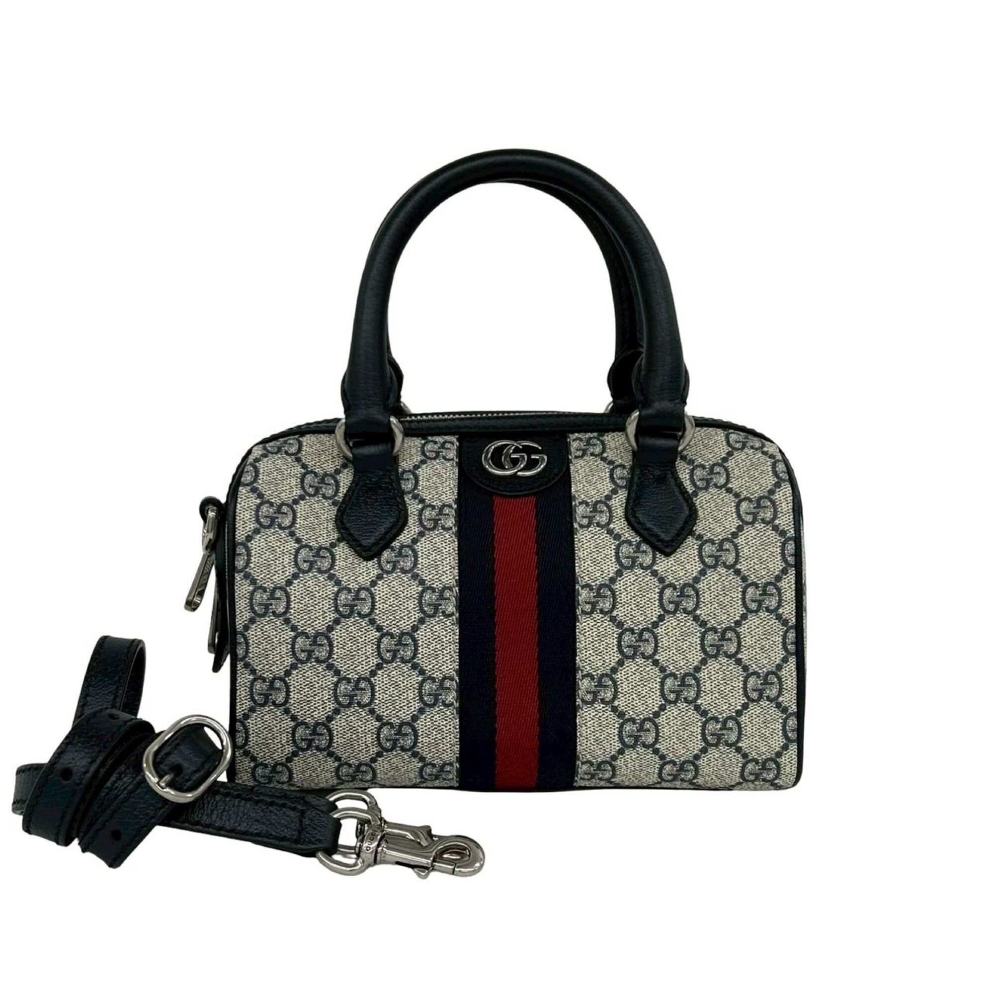 Gucci Vintage Gucci Micro GG Leather One-Shoulder Bag Handbag Navy