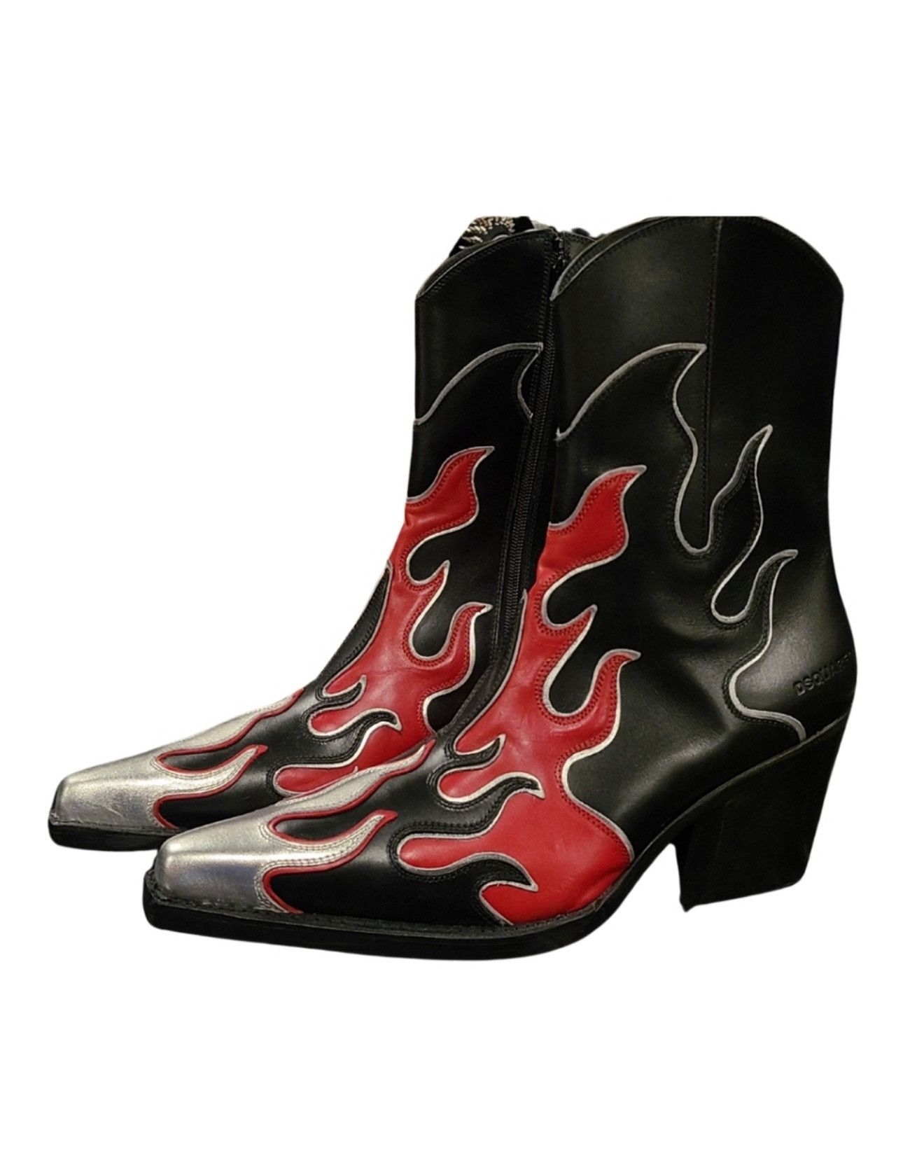 Dsquared2 DSQUARED2 Flame Leather Cowboy Ankle Boots nwot Size US 12 / EU 45 - 1 Thumbnail