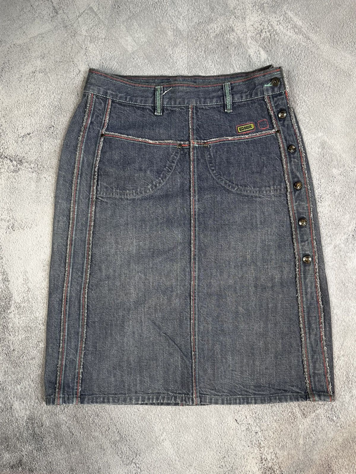 Diesel Vintage Y2K Diesel patchwork button ups midi skirt Japanese Size 26" / US 2 / IT 38 - 1 Thumbnail