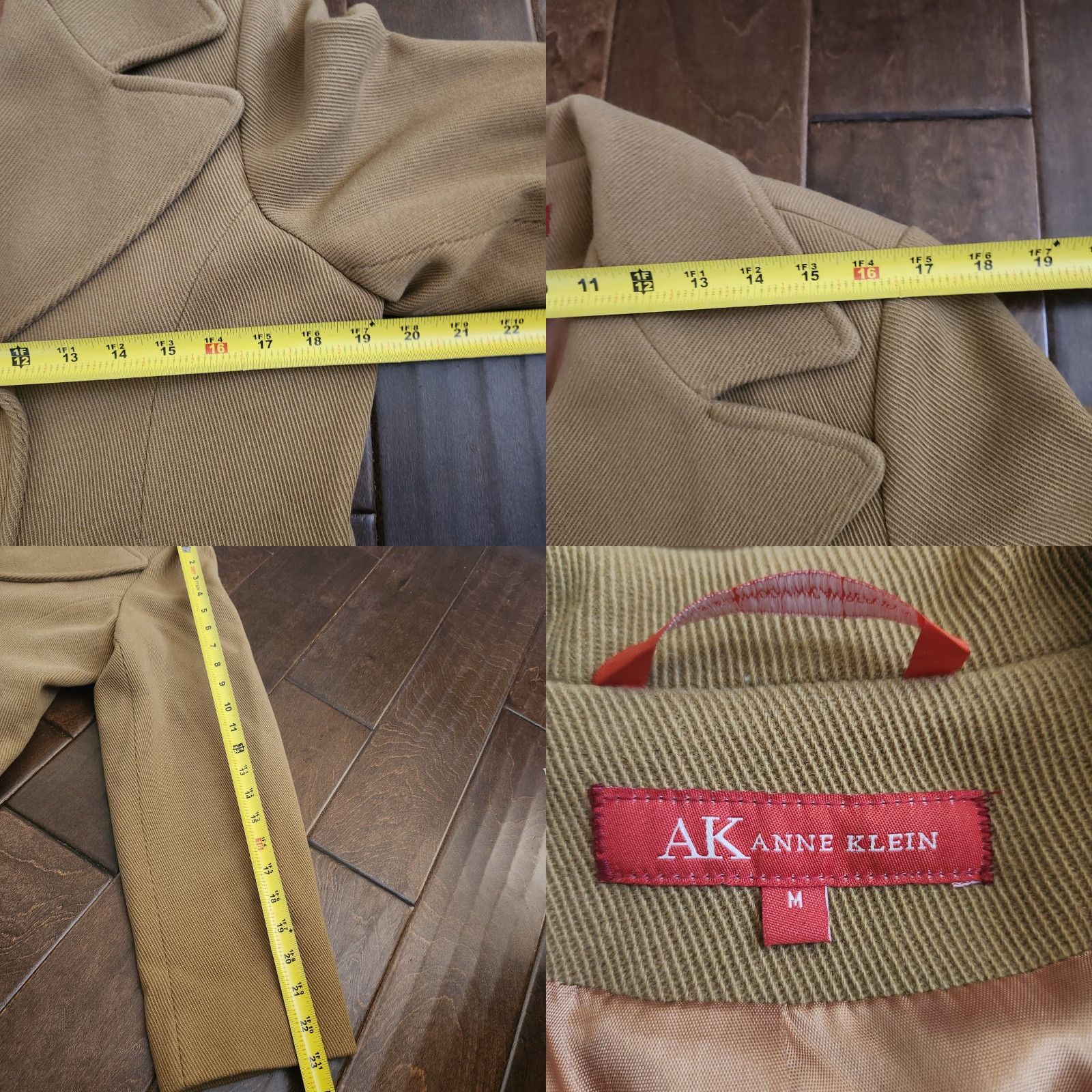 Anne Klein VINTAGE Anne Klein Womens Peacoat Tan Wool Blend Jacket Medium Double Breasted Size M / US 6-8 / IT 42-44 - 9 Thumbnail