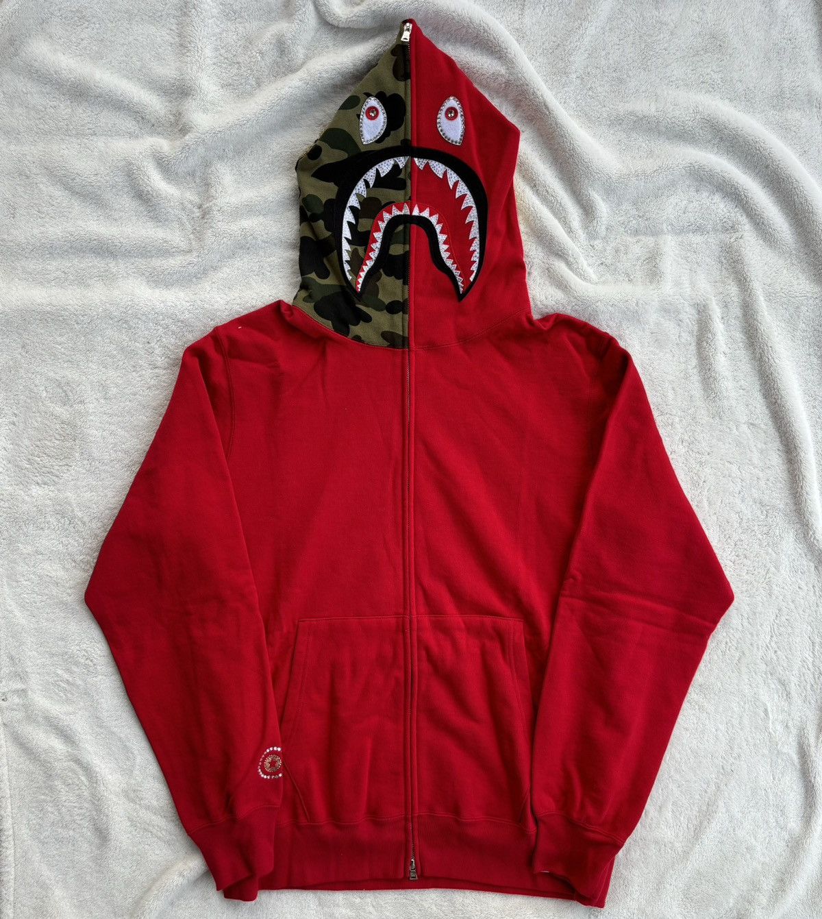 Bape Bape x Swarovski Red/Camo Shark Zip Hoodie Size US XL / EU 56 / 4 - 1 Thumbnail