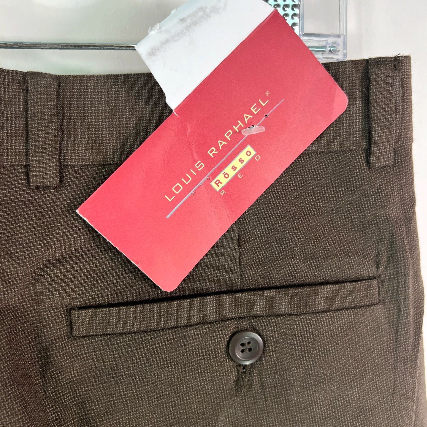 Vintage Louis Raphael Men Dress Pant Mid Rise Cuffed Chocolate Brown 34X29 Regular Stretch Pockets 34 Inseam Size US 34 / EU 50 - 6 Thumbnail