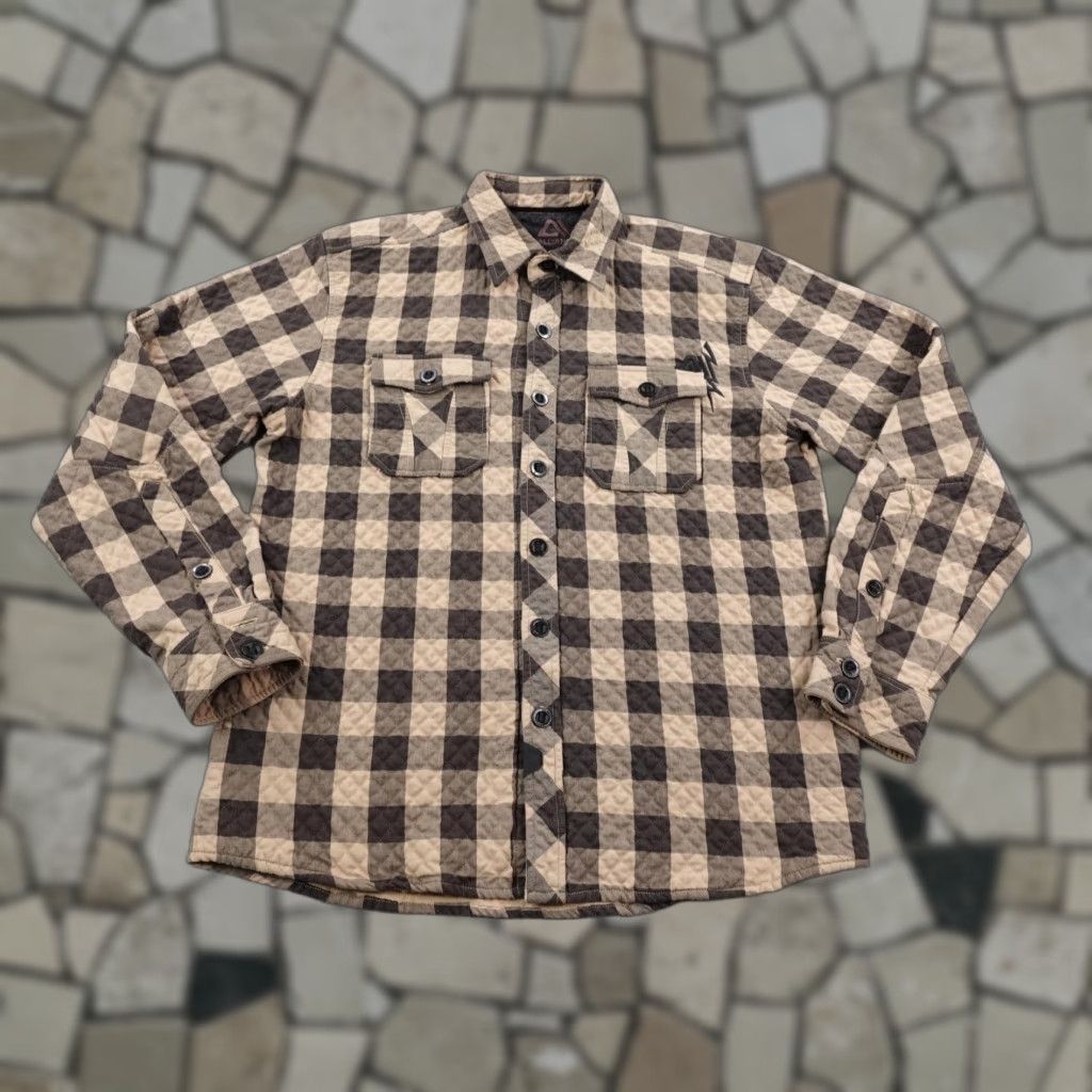 Vintage Allyance Shirt Mens Large Brown Plaid Textured Quilted Ski Snowboard Shacket Size US L / EU 52-54 / 3 - 1 Thumbnail